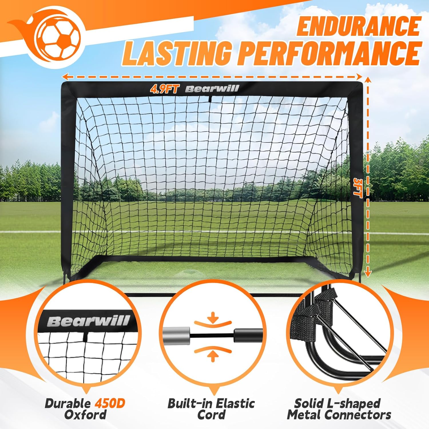 Soccer Goal, Kids Soccer Goals for Backyard Set of 2, 4x3ft Portable Soccer Goal Pop Up Soccer Net, Kids Soccer Net for Backyard Training Equipment with Soccer Ball, Ladder, Cones, Targets - Image 4