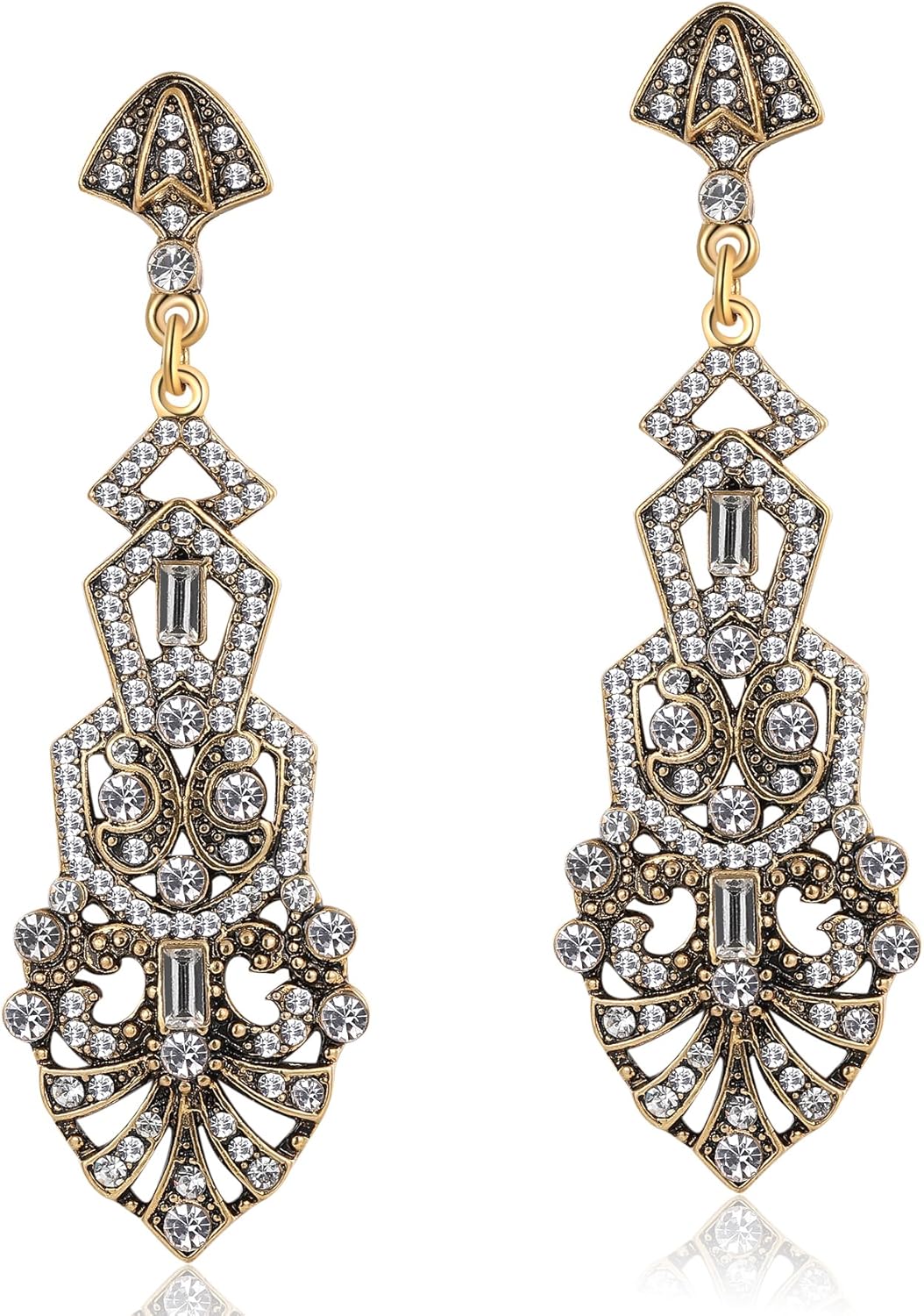 Coucoland 1920s Flapper Earrings Roaring 20s Great Gatsby Rhinestone Earrings - Image 2
