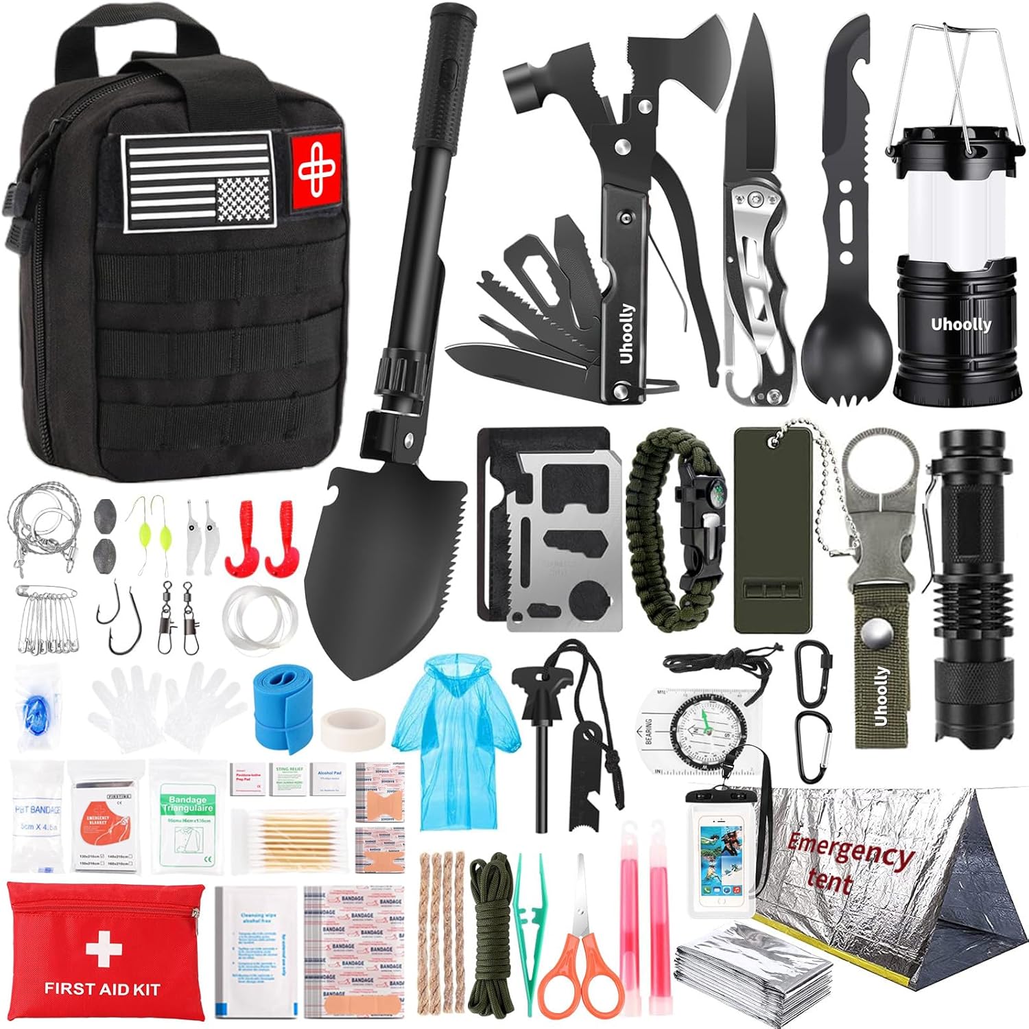 Survival Kit, Gifts for Men Women Teen Boys, 252 pcs Survival Gear and Equipment Mini First Aid Kit for Car Home, Emergency Kit with Molle System for Earthquake, Outdoor Adventure, Car Travel - Image 2