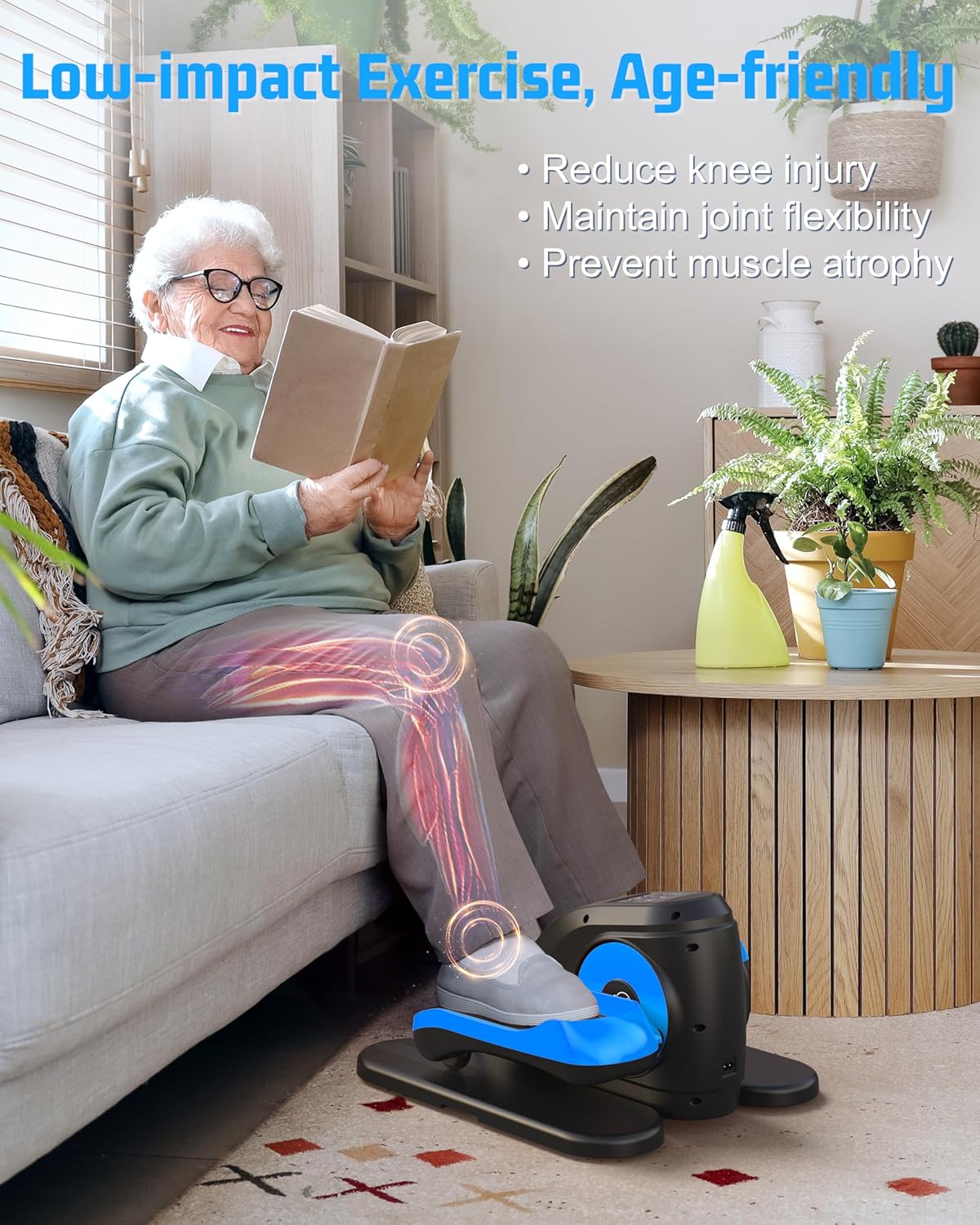 ANCHEER Under Desk Elliptical Machine, Electric Ellipse Leg Exerciser for Seniors with Remote Control, Quiet & Compact Pedal Exerciser, Manual & Auto Mode for Home and Office Use - Image 7