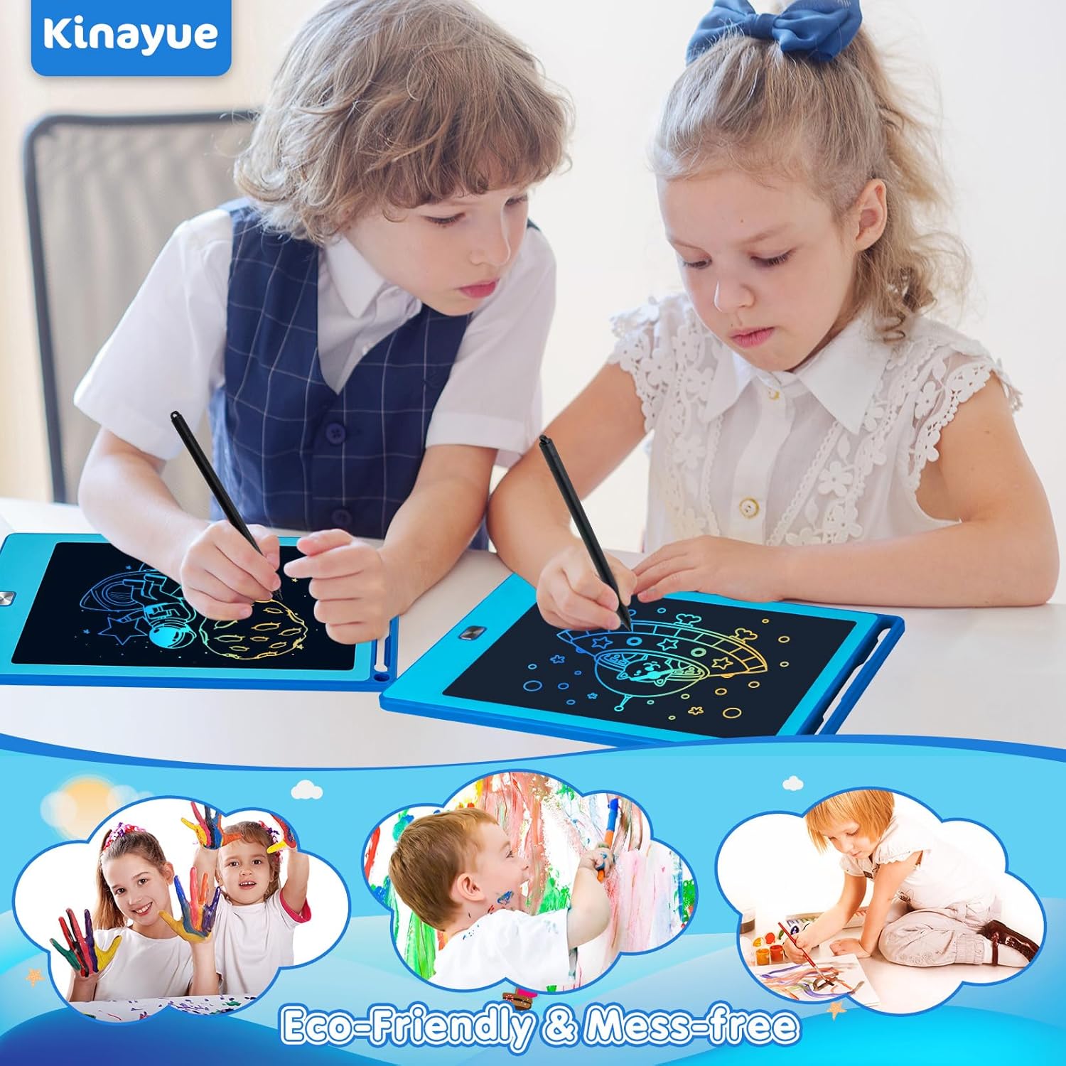 2 Pack LCD Writing Tablet for Kids,8.5 Inch Doodle Board Drawing Tablet Colorful Educational Toys for Boys Girls Reusable Road Travel Game Toy Gifts for 3 4 5 6 7 8 Years Old (Blue+Pink - Image 6
