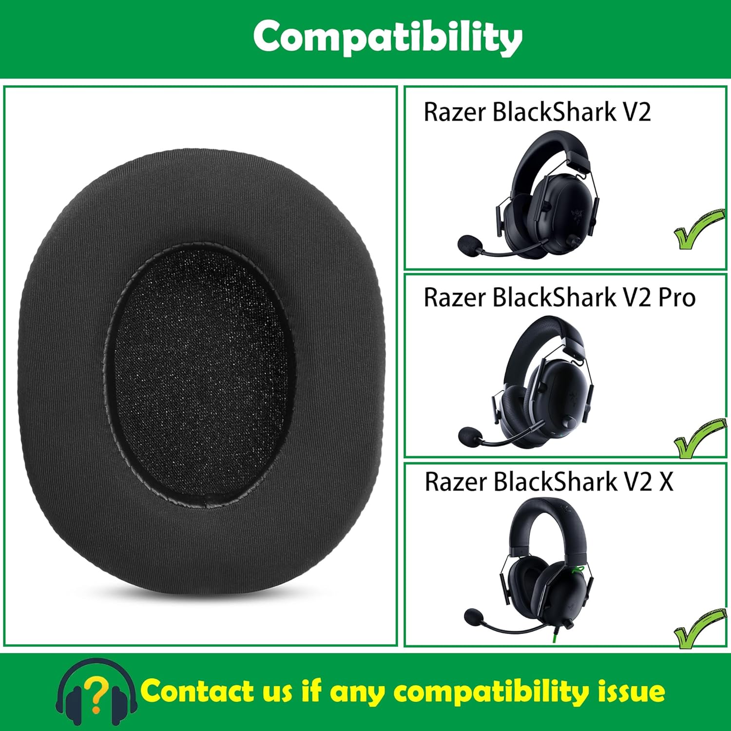 Cooling Gel Replacement Earpads Cushions Compatible with Razer BlackShark V2/BlackShark V2 Pro/BlackShark V2 X Gaming Headset Ear Pads with Cooling Gel Layer - Image 3
