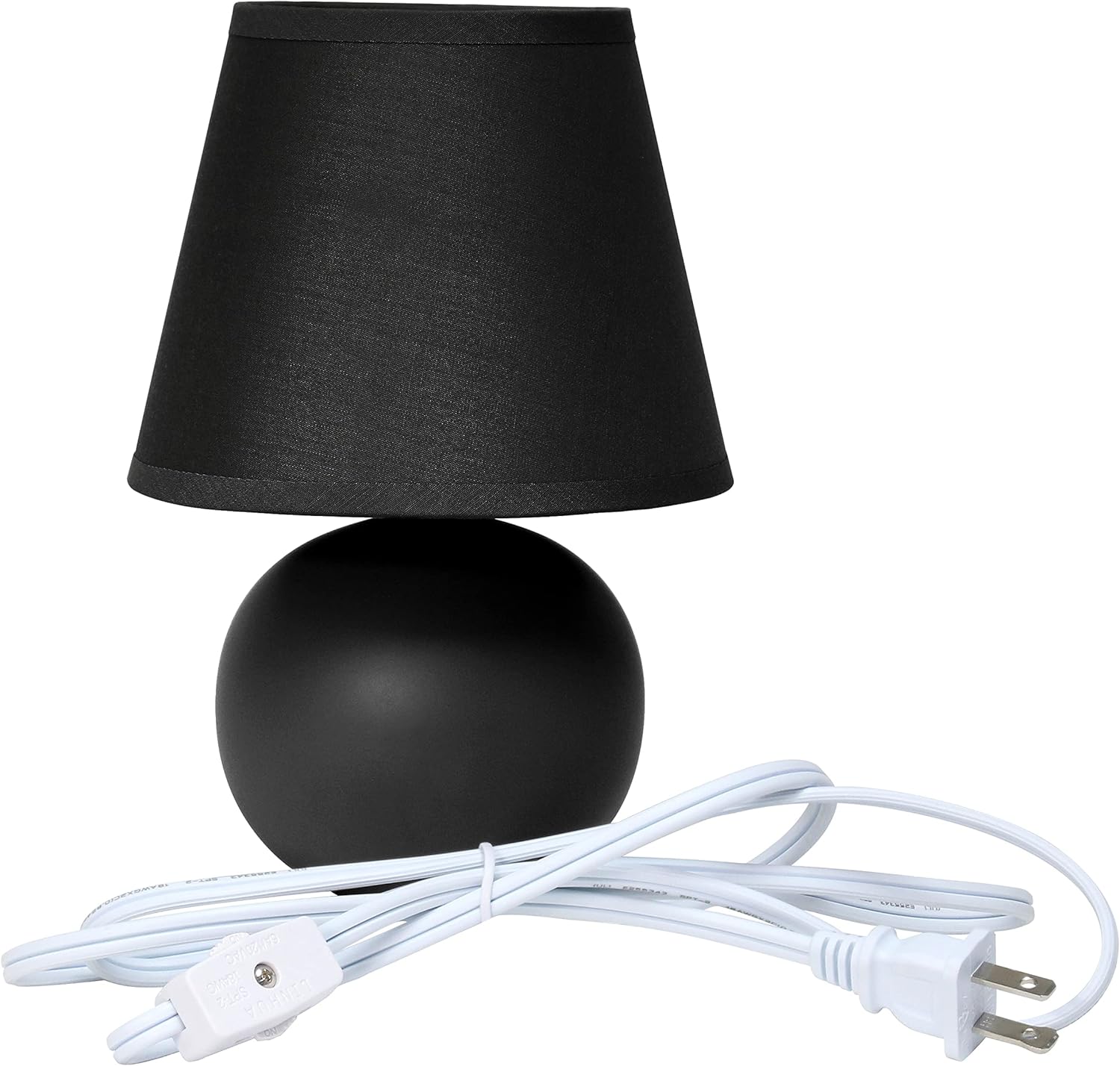 Simple Designs LT2008-BLK-2PK Mini Ceramic Globe Table Lamp 2 Pack Set with Matching Fabric Shade, Black - Image 5