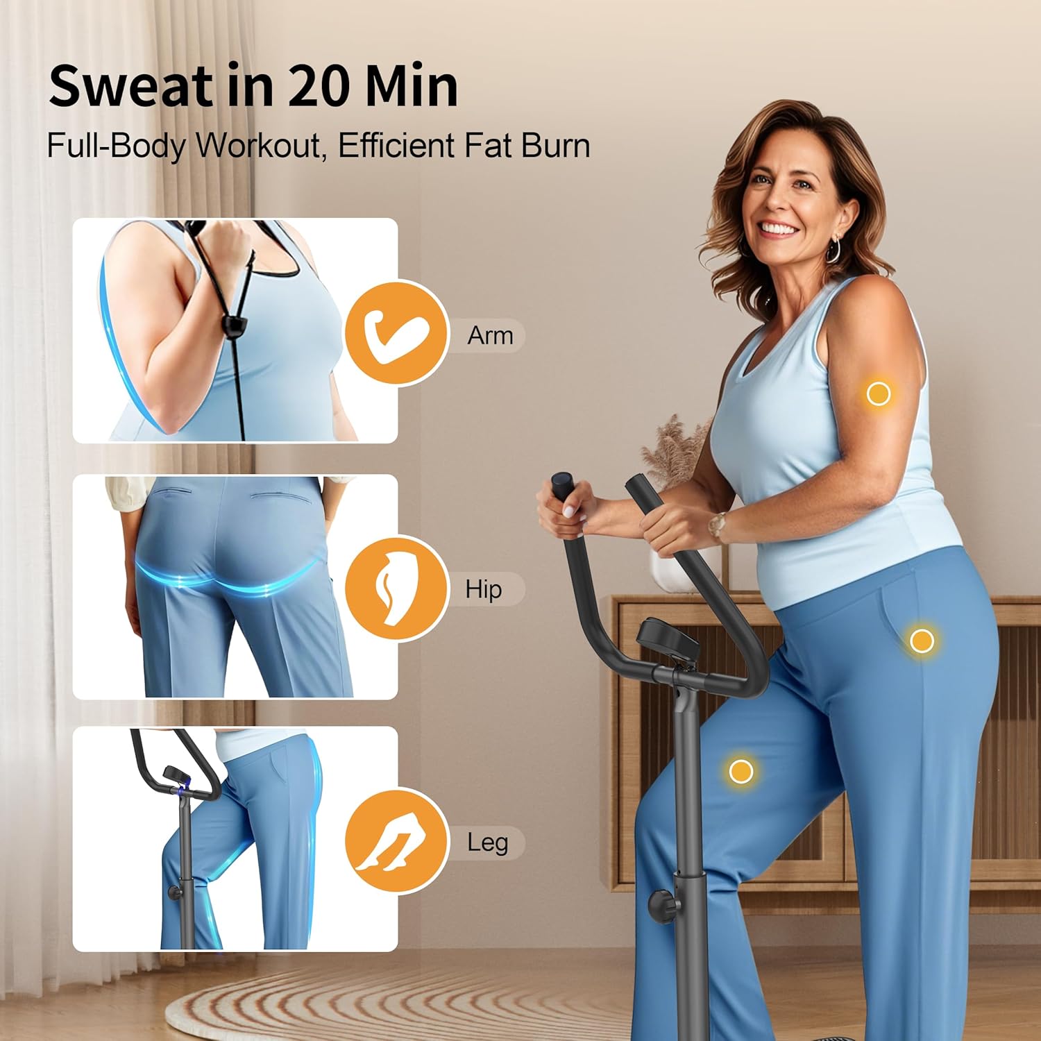 Stepper Machine with Resistance Bands, Mini Stepper with 300LBS Weight Capacity, Twist Stepper for Full Body Workout, Adjustable Step Height, Smooth and Quiet, Step Machine for Men Women - Image 3