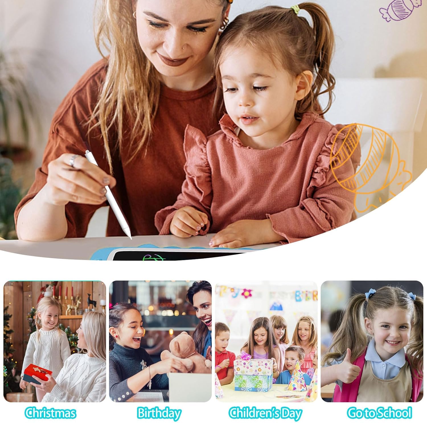 2Pack LCD Writing Tablet for Kids,Colorful 10 inch Drawing Tablet for Toddler,Toy Dooldle Board for 3-10 Years Old Children,Drawing Board for Kids,Chritmas Birthday Gifts for Girls Boys - Image 7