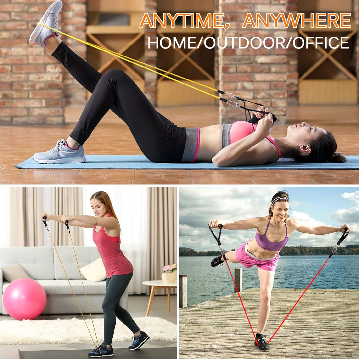 Resistance Bands Set, Workout Bands with Handles, Door Anchor, Ankle Straps and Carry Bag, Exercise Bands for Shape Body and Home Workouts - Image 6
