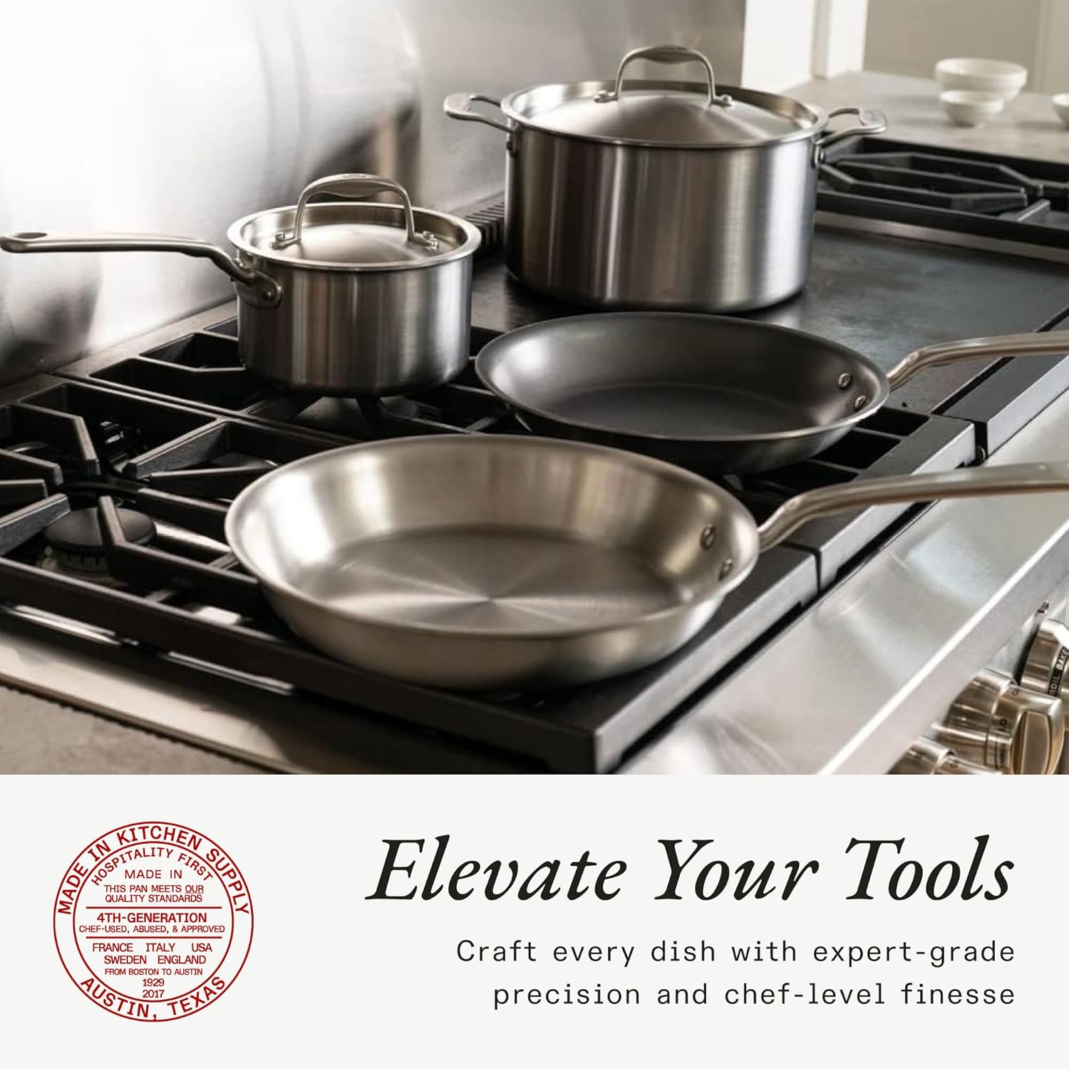 Made In Cookware - 6 Pc Stainless Steel Cookware Set - 5 ply Clad - Includes Frying Pans, Saucepan, and Stock Pot - Professional Grade - Crafted in Italy - Induction Compatible - Image 7
