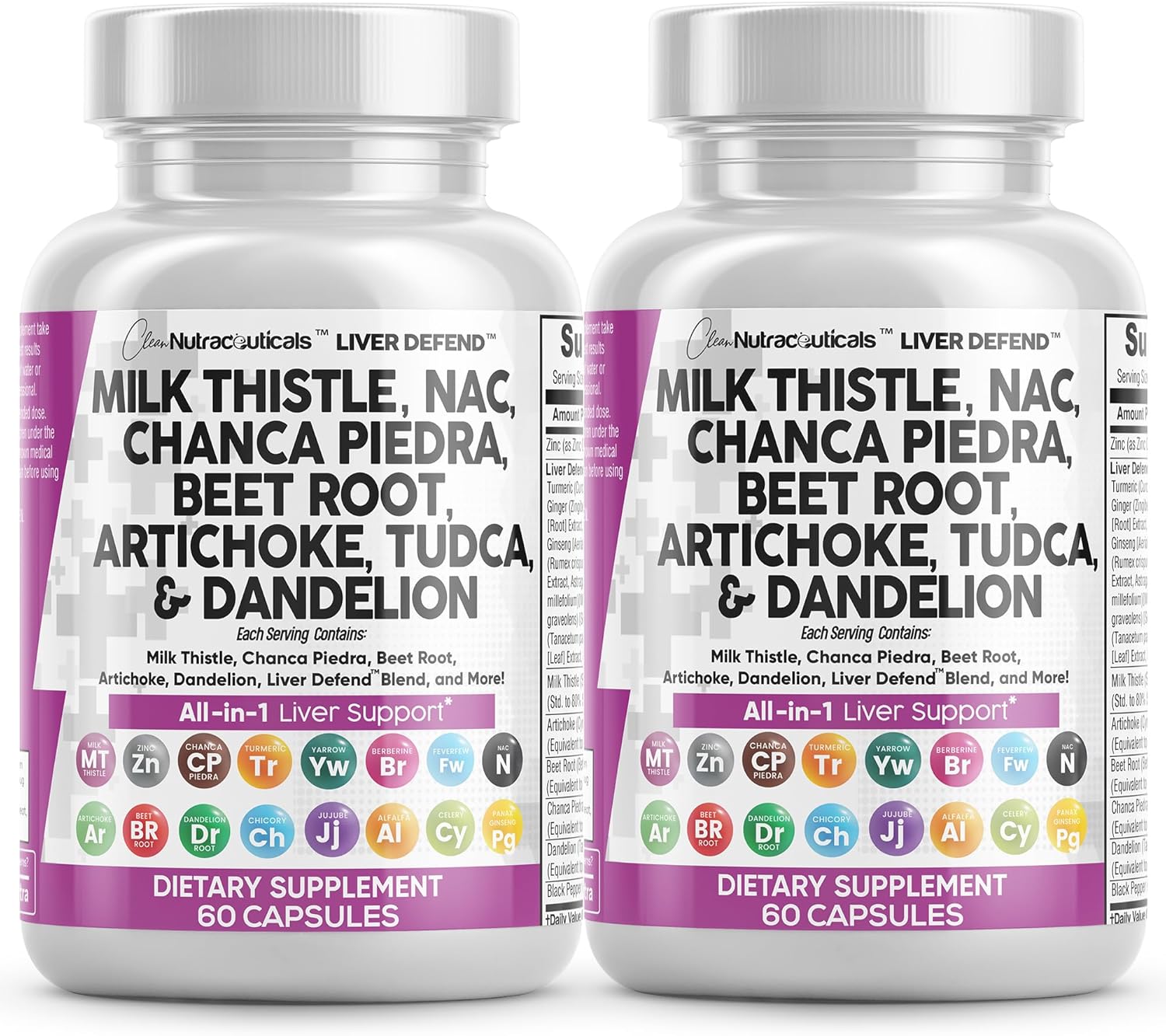 Clean Nutraceuticals Milk Thistle NAC Chanca Piedra Beet Root Artichoke Dandelion Root - Liver Cleanse Supplement Plus TUDCA Choline & Ginger - 2Pack - Image 2