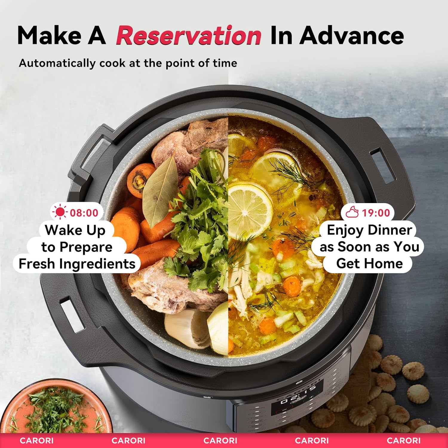 1200W 12-in-1 Electric Pressure Cooker 8Qt, Stainless Steel Pressure Cooker, Slow Cook Rice Cooker Steamer Sauté, Yogurt Maker, Warmer & Sterilizer with Recipe, Safer Venting Design, Sliver - Image 8
