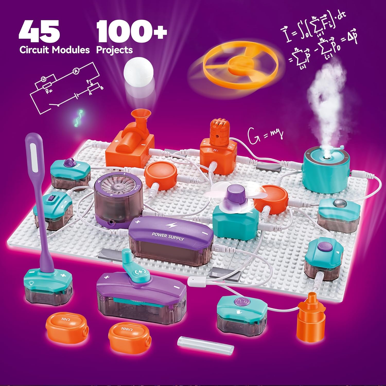 Circuit Board for Kids, 45 PCS DIY Electronics Exploration Kit With 100+ Projects, Physics Science Experiments, School Family STEM Educational Toy Gift for Kids 6+ - Image 3
