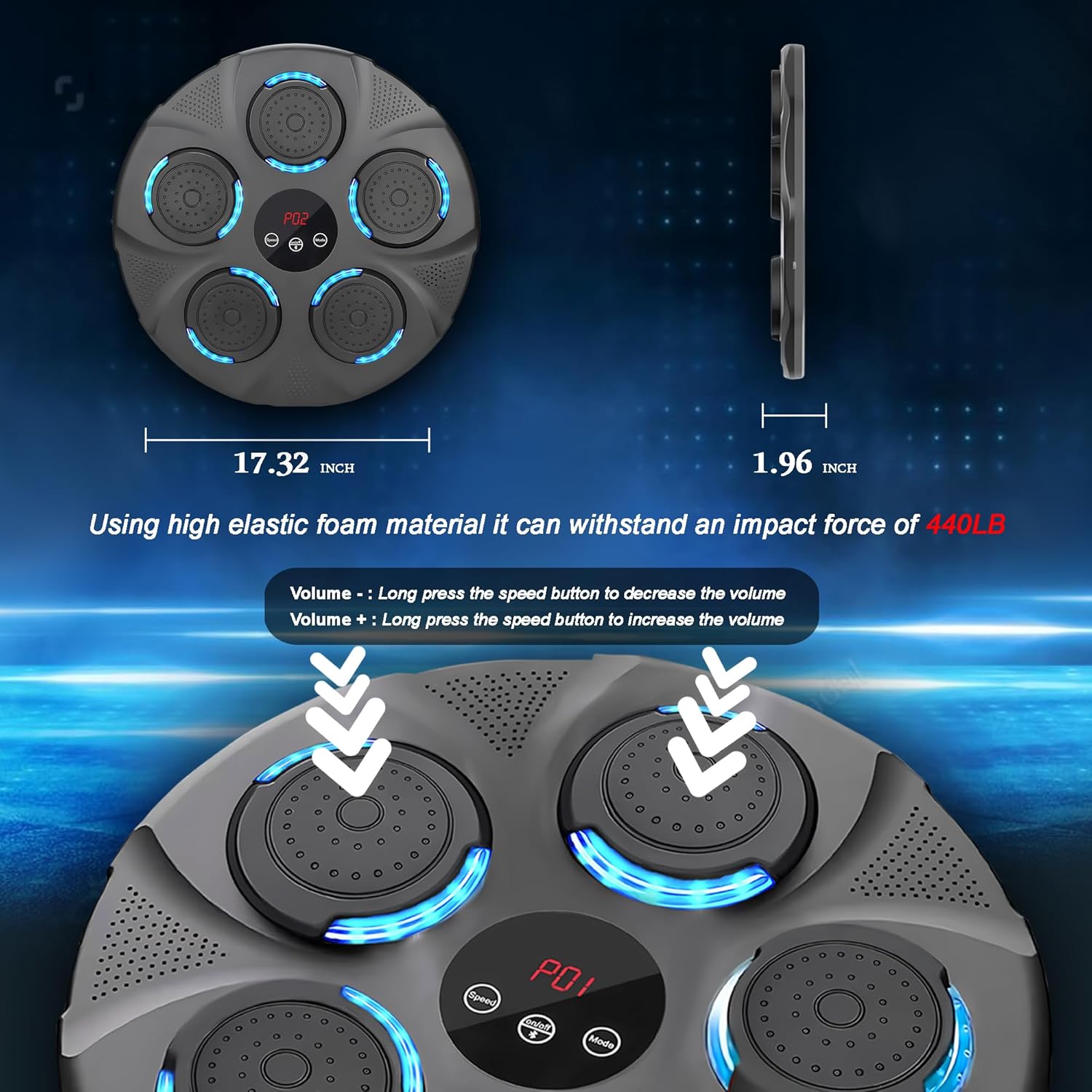 Music Boxing Machine, Smart Bluetooth Boxing Trainer for Adults Kids, Wall Mount Machine with Gloves, Workout Equipment Perfect for Fitness and Fun Workouts - Image 4
