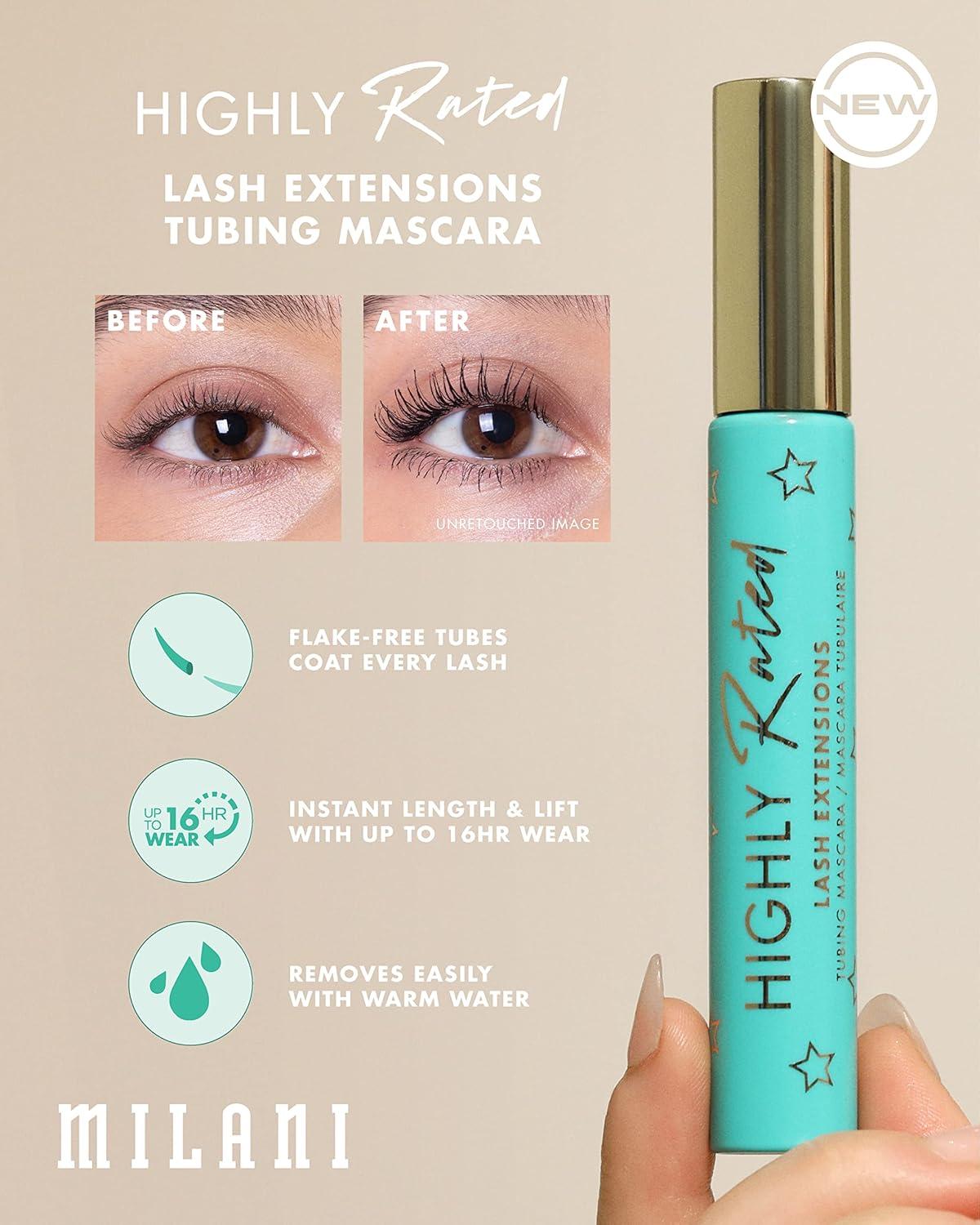 Milani Highly Rated Lash Extensions Tubing Mascara for Added Length and Lift - Black - As Seen on Tik Tok - Image 6