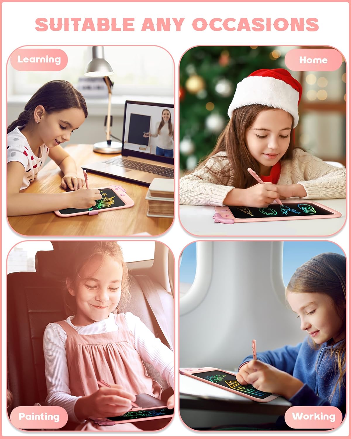 bravokids 10inch LCD Writing Tablet for Kids, Colorful Toddlers Toys Drawing Board, Educational GirlsToys, Unicorn Doodle Board Toys for 2 3 4 5 6 7 8 Year Old, Boys Birthday Christmas Gifts - Image 5