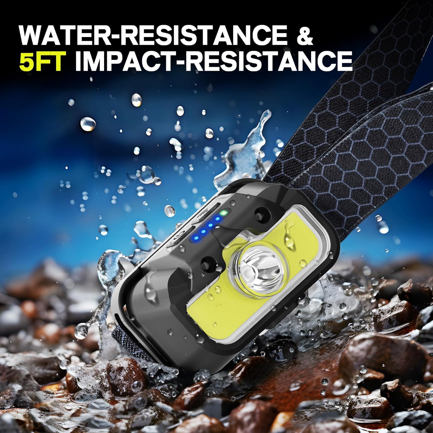 Headlamp Rechargeable, 1300 Lumen Lightweight Bright with White Green Red Headlamp Flashlight, Waterproof Motion Sensor Head Lamp,14 Modes for Outdoor Camping Running Cycling - Image 8