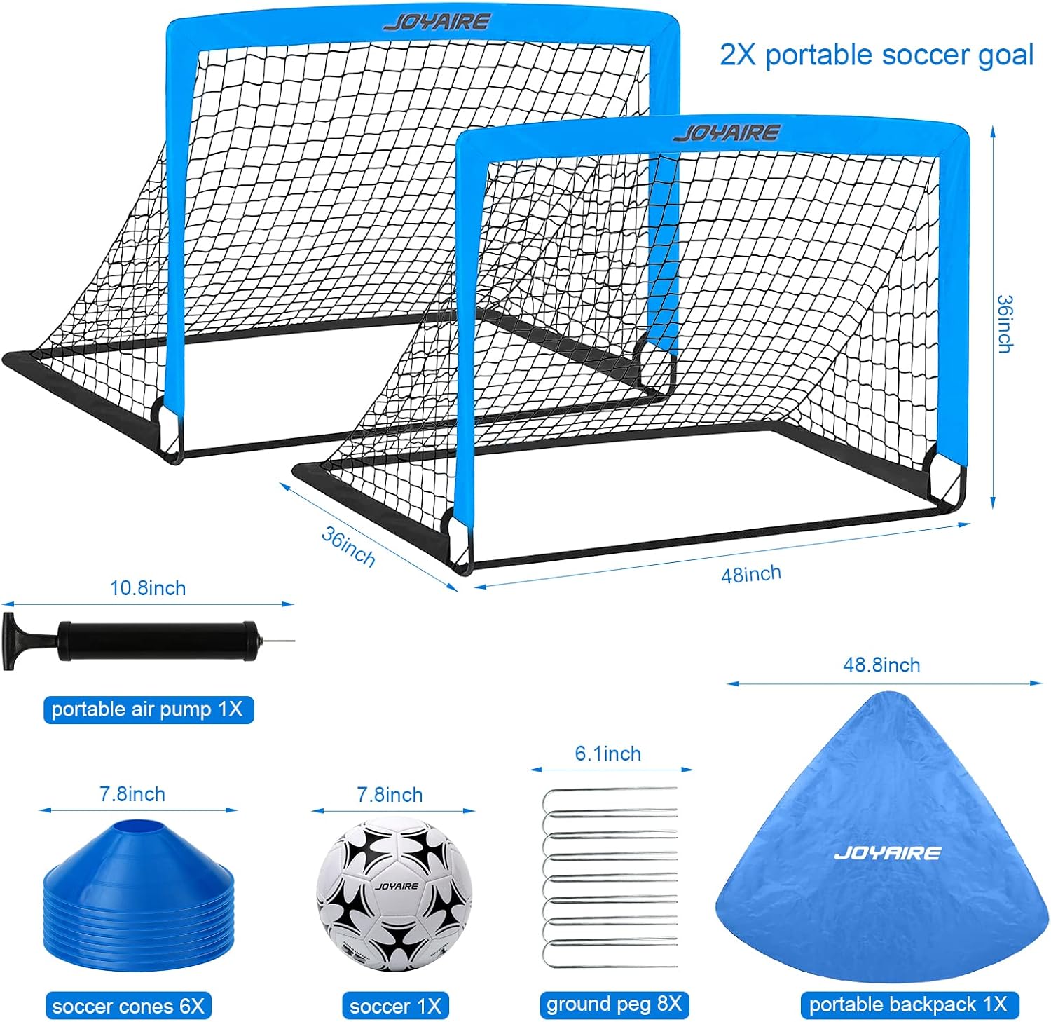 Kids Soccer Goals for Backyard Set, Portable Toddler Soccer Goal 2 of 4x3 ft, 6x4 ft, 7x5 ft, Soccer Training Equipment, Pop Up Soccer Net Kit with Size 4 Soccer Ball, Youth Games, Outdoor Sports Play - Image 6