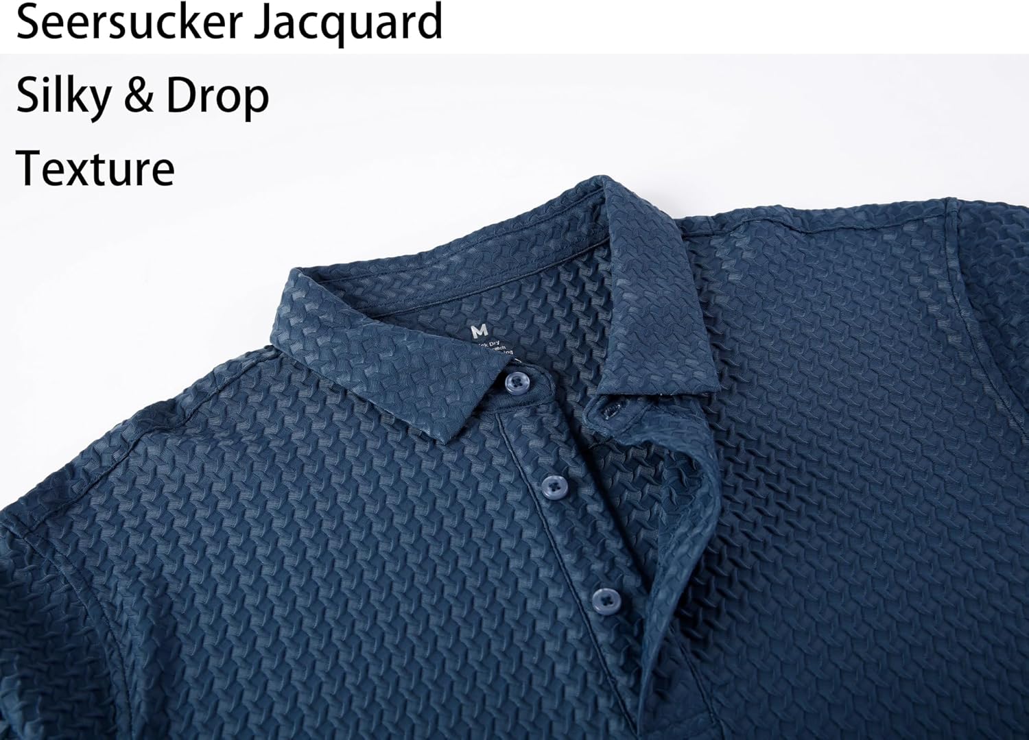 Alex Vando Mens Bubble Jacquard Polo Shirt Super Stretch Short Sleeve Polo Shirts for Men - Image 5