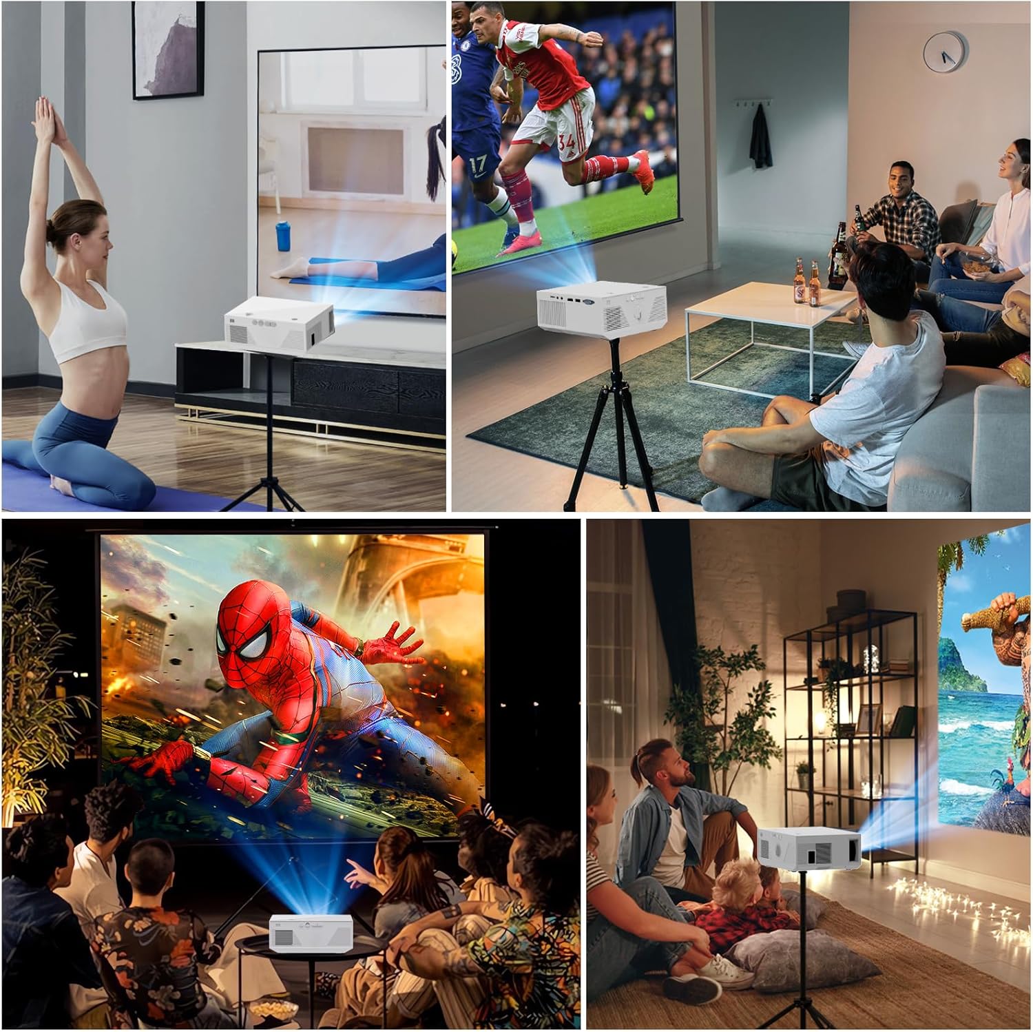Projector with WiFi and Bluetooth, 16000Lumens Portable Mini Projector,Native Full HD 1080P Outdoor Movie Projector,Smart Projector Compatible with Android/iOS/Windows/HDMI/USB - Image 7