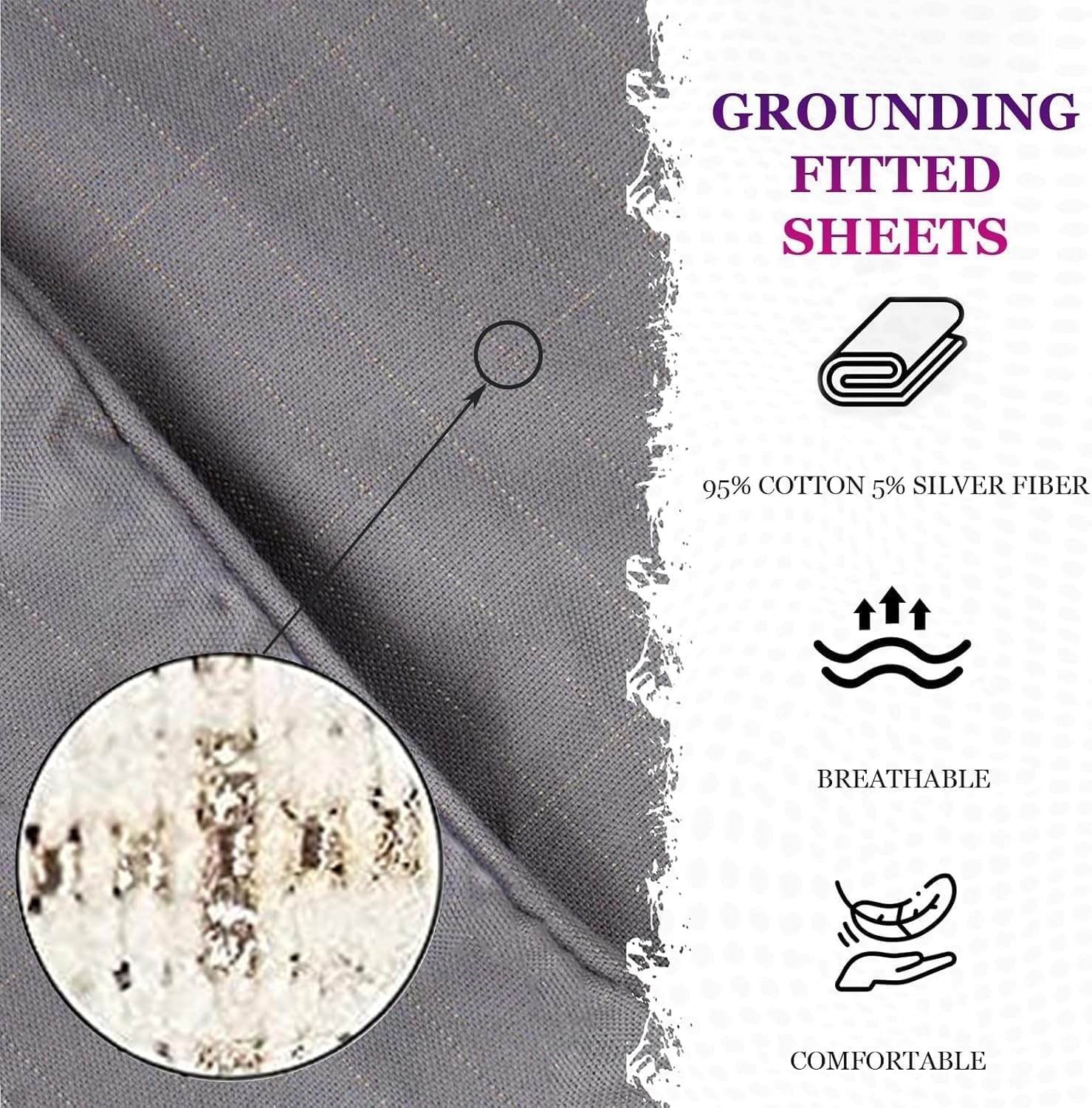 24''x110''Organic Grounding Sheet 10% Silver for Bed Sleeping Therapy with 15ft Grounding Cord for Better Health (Gray) - Image 5