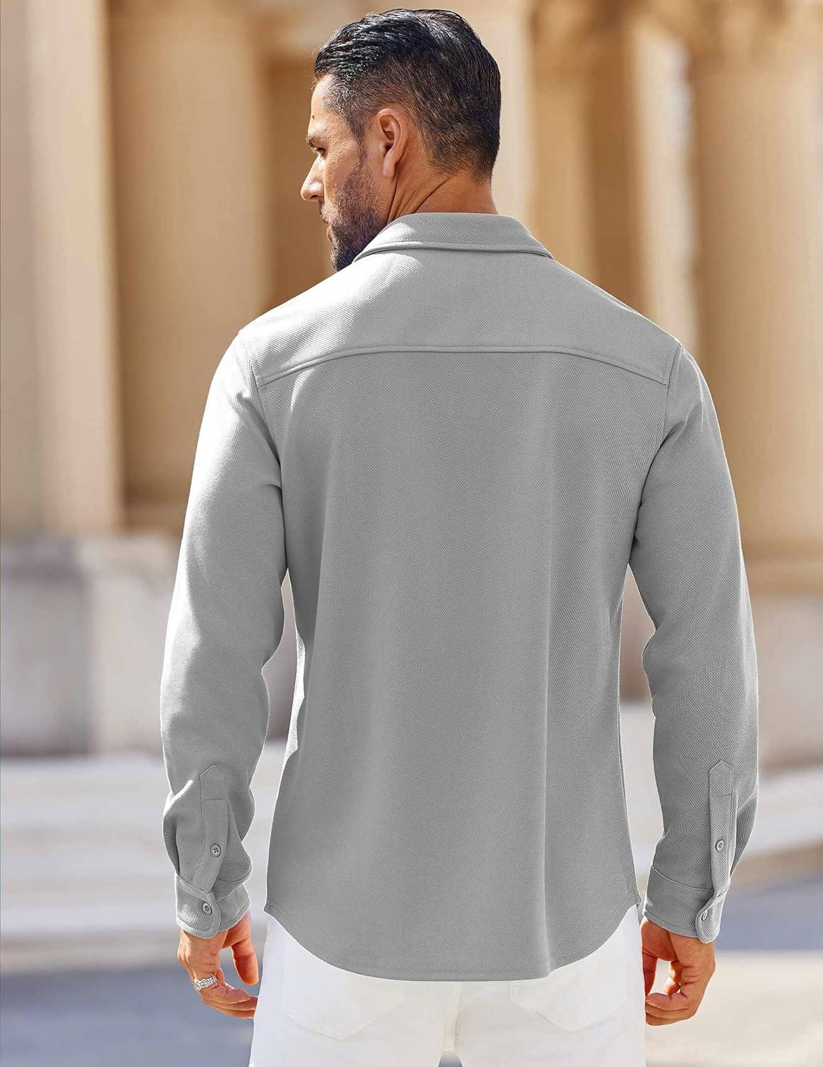 COOFANDY Mens Long Sleeve Button Down Shirts Wrinkle Free Shacket Jacket Stretch Casual Overshirt - Image 5