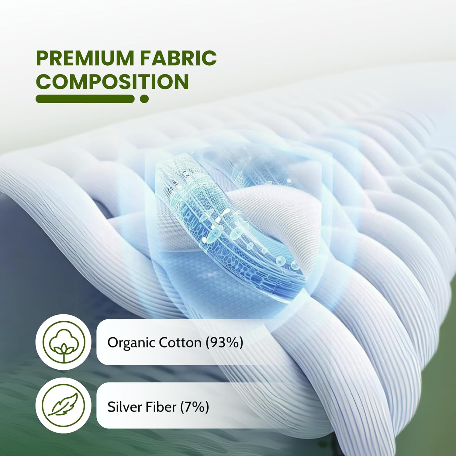 ELECTRAWAVE Premium King-Sized Grounding Flat Sheet 108" x 102", King-Sized Grounding Pillowcases – 93% Organic Cotton, 7% Pure Silver Fiber, Earthing Sheet Sleep Support, Wellness Naturally - Image 5