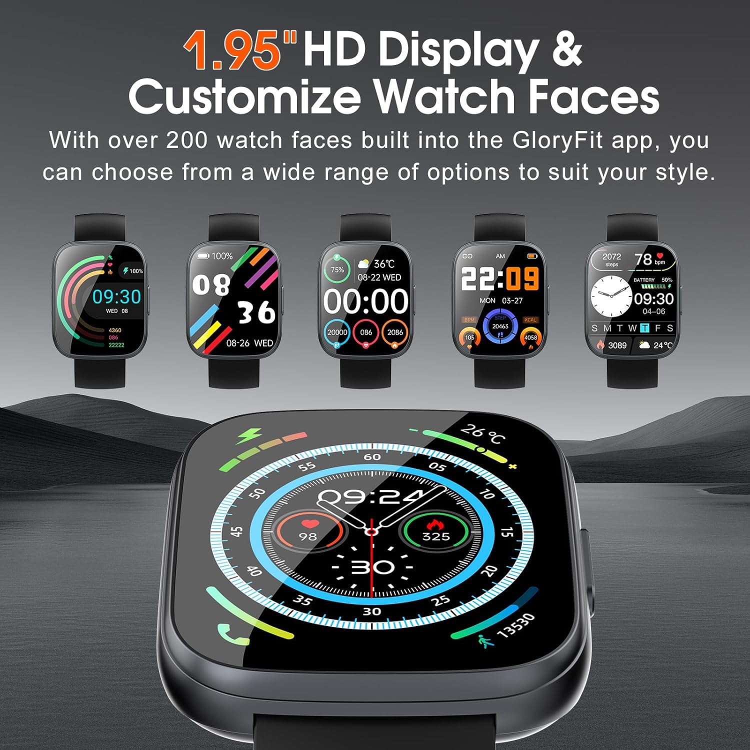 Smart Watch for Men Women(Answer/Make Calls), 1.95" HD Touch Screen Fitness Watch with Sleep Heart Rate Monitor, 110+ Sports Modes, IP68 Waterproof Activity Trackers Compatible with Android iOS, Black - Image 4