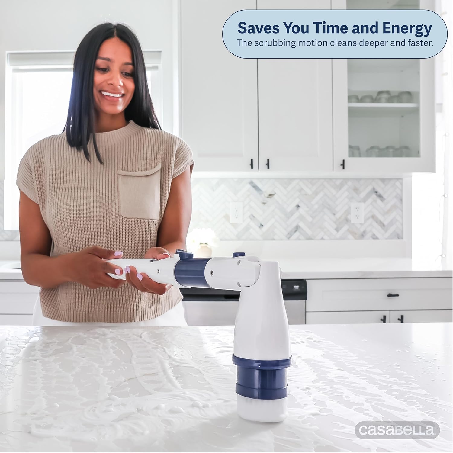 Casabella Power Spin Scrubber, Extendable to 47.5” – Cordless Electric Cleaner for Shower, Kitchen, Bathroom, Tile, Tub, Car, Deck - Rechargeable Spin Brush with Adjustable Brush Head & 4 Attachments - Image 4