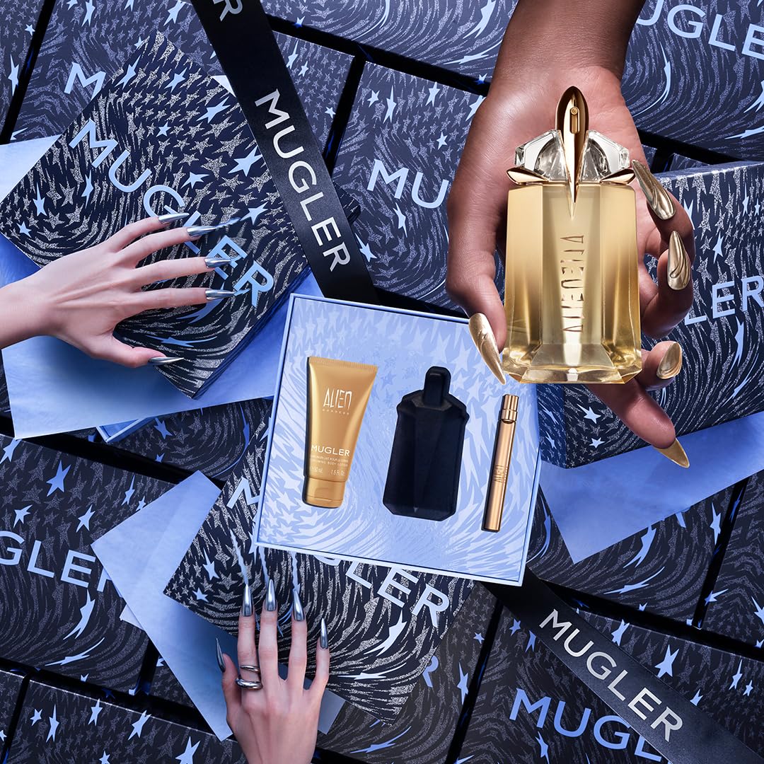 Mugler Alien Goddess Eau de Parfum - Women's Fragrance Gift Set - Floral & Woody - With Bergamot, Jasmine, and Vanilla - Full Size, 2 Fl Oz, Body Lotion, 1.7 Fl Oz & Travel Size, 0.33 Fl Oz - Image 5