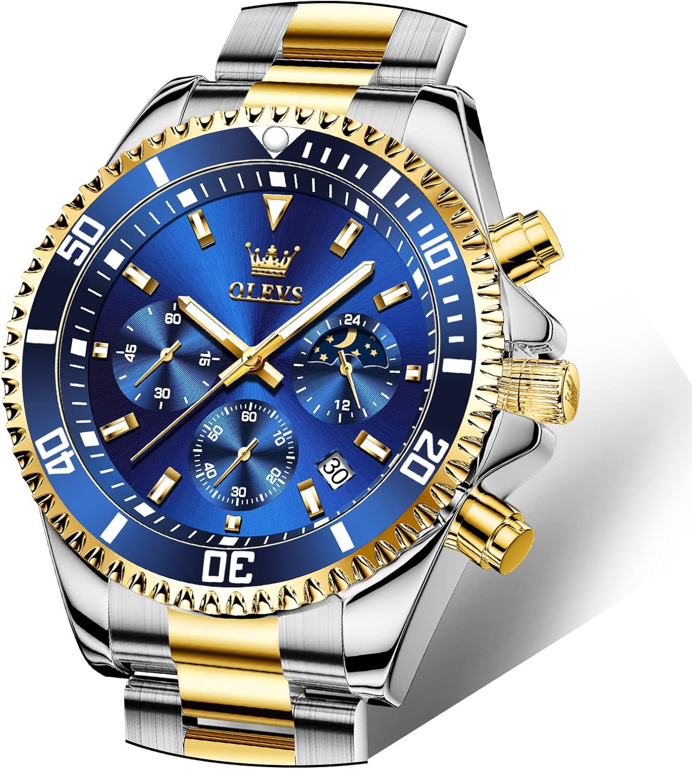 OLEVS Mens Watches Big Face Stainless Steel Waterproof Date Analog Quartz Watches Fashion BusinessWrist Watches for Men… - Image 2