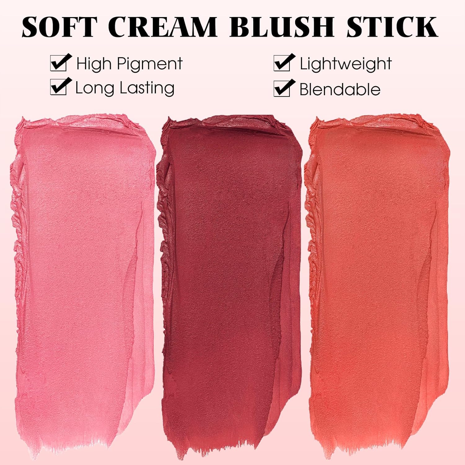 Blush Stick for Cheeks - Cream Makeup Blush Wand, Solid Moisturizer Stick for Cheeks Tint, Natural Blendable Waterproof Korean Matte Long-Lasting Smooth Blushes (#01 Shy Pink) - Image 4