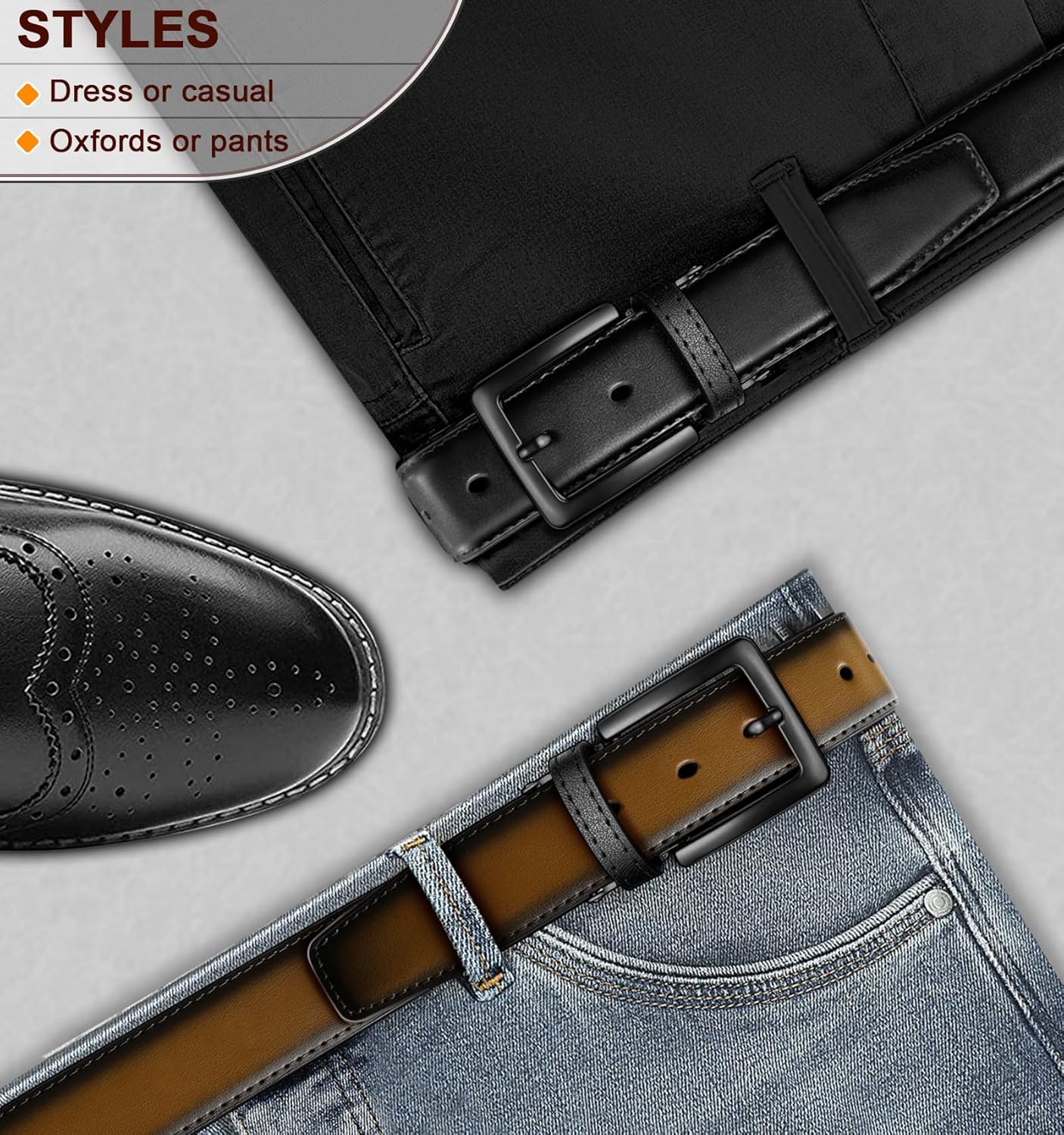 KEMISANT Men Belt,Reversible Leather Belt For Men Gift Casual Dress Golf Pants Jeans Gift Boxed - Image 5