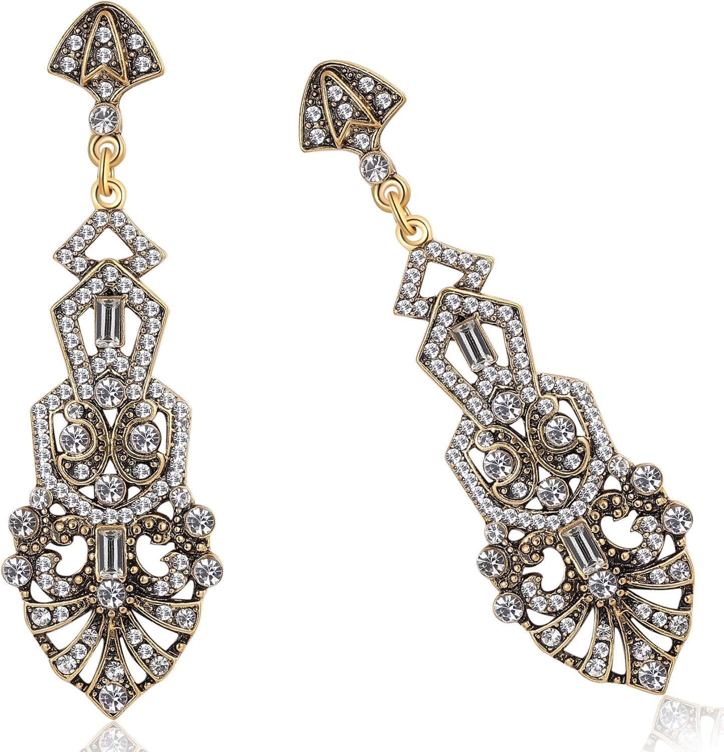 Coucoland 1920s Flapper Earrings Roaring 20s Great Gatsby Rhinestone Earrings - Image 4