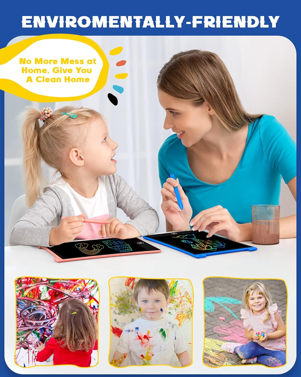 bravokids 2 Pack LCD Writing Tablet for Kids,10 inch Colorful Doodle Board Drawing Pad for Kids, Kids Travel Toy Activity Game, Birthday Gifts for 3 4 5 6 Year Old Boys and Girls Toddlers - Image 4