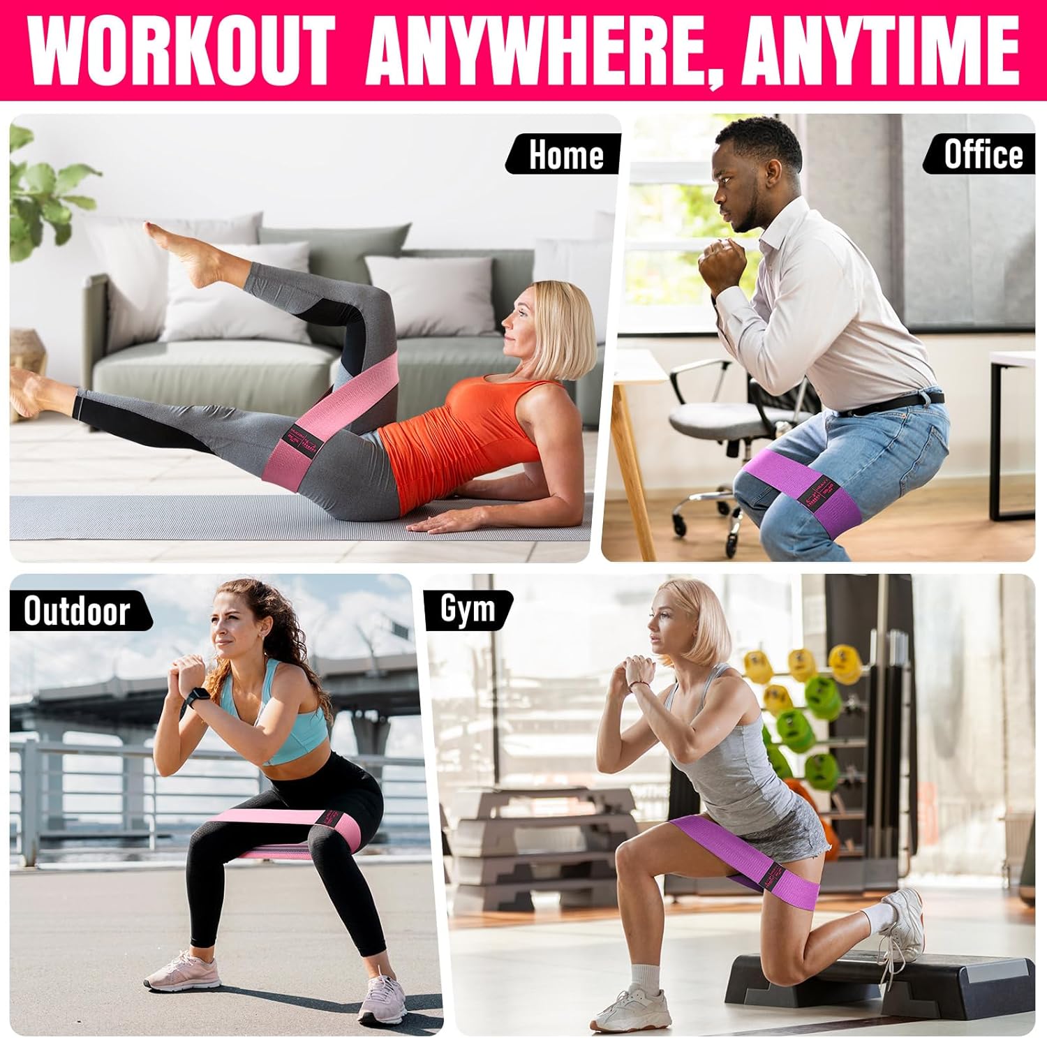 Fabric Resistance Bands for Working Out - Exercise Bands for Women and Men, Booty Bands for Legs and Butt, Yoga, Pilates, Rehab, Fitness and Home Workout - Image 7