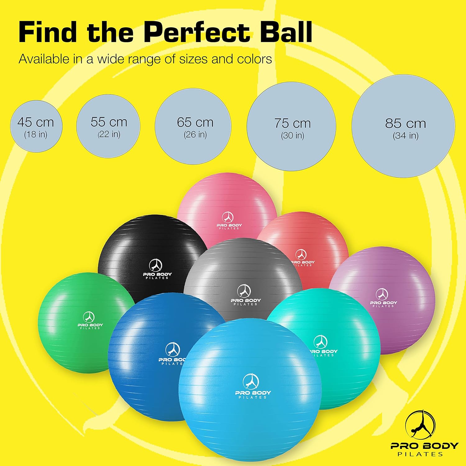 ProBody Pilates Exercise Ball - Multiple Sizes Gym Grade Balance Ball for Fitness, Yoga, Workout, Pregnancy & Physical Therapy - Image 9