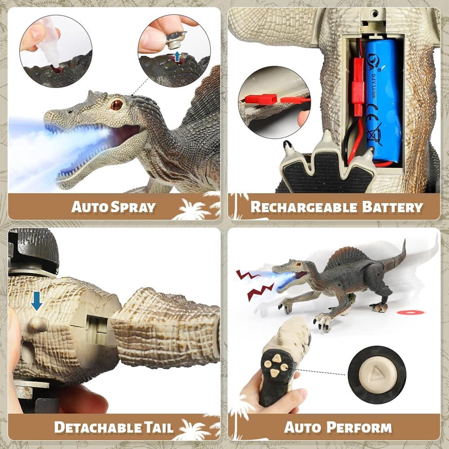 Upgraded Dinosaur Toys for Kids 3-5-7 Years Old, Remote Control Spinosaurus Toys with Indicator Light Chasing&Spray& Roar, Realistic RC Walking Dinosaur Robot Gifts Stocking Stuffers for Kids Boys - Image 6