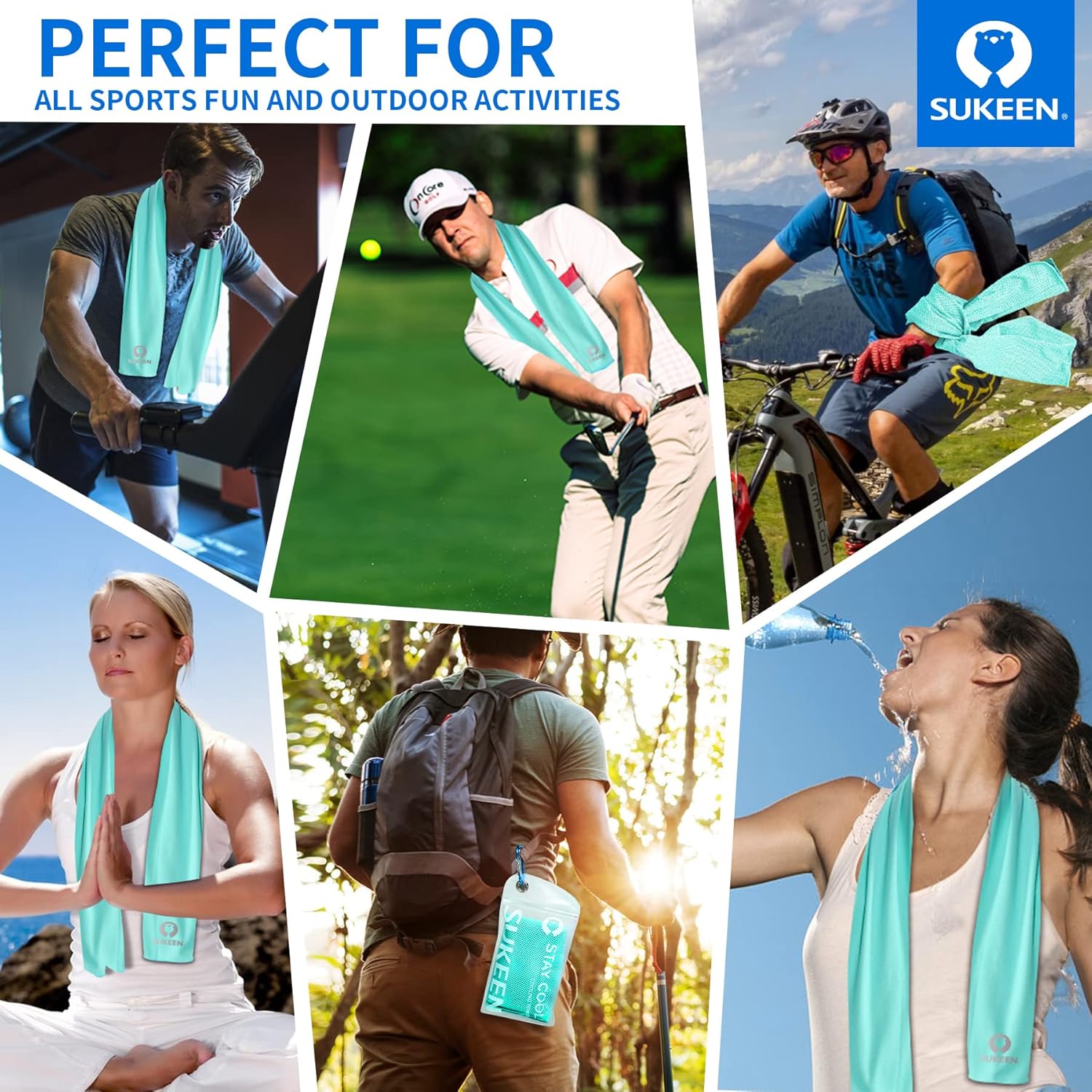 Sukeen [4 Pack Cooling Towel (40"x12"),Ice Towel,Soft Breathable Chilly Towel,Microfiber Towel for Yoga,Sport,Running,Gym,Workout,Camping,Fitness,Workout & More Activities - Image 10