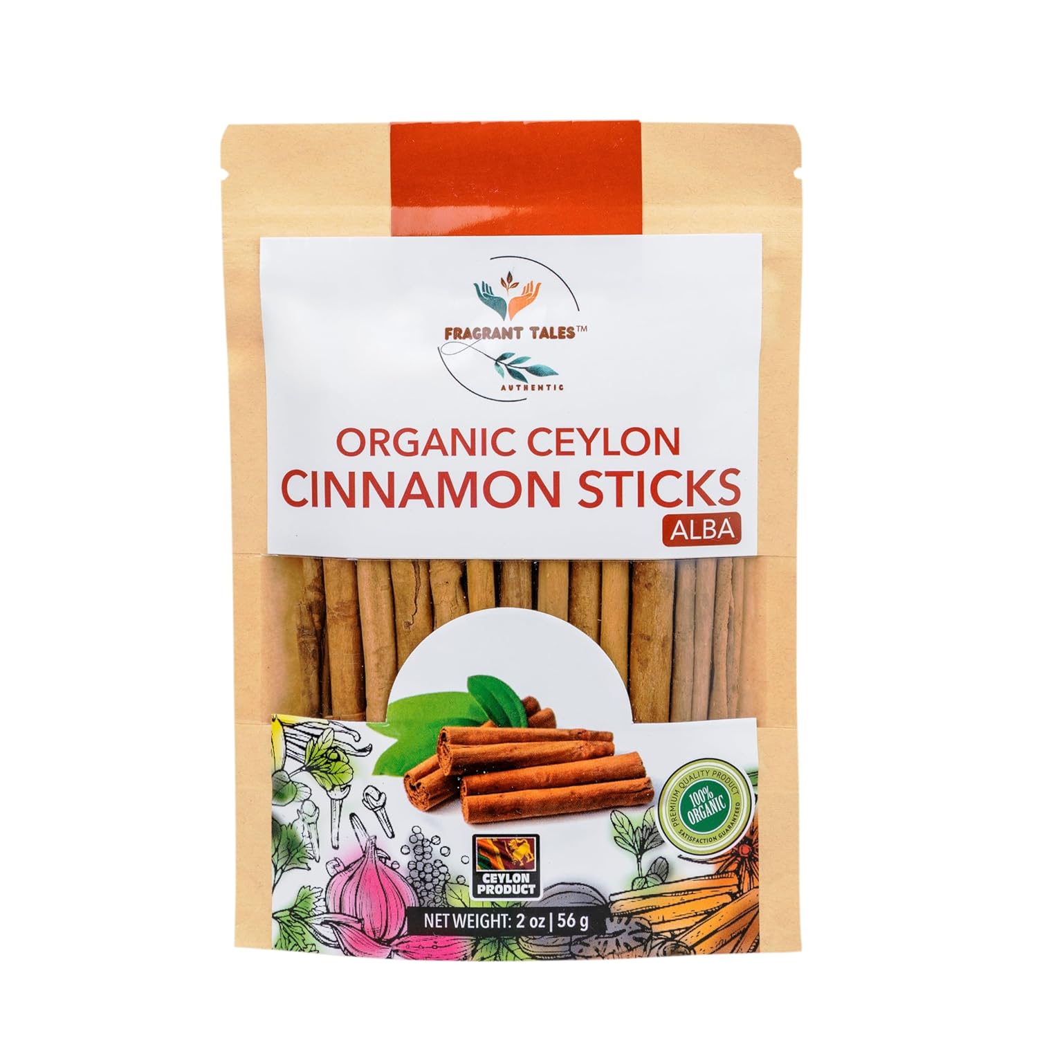 Premium Organic Ceylon Cinnamon Sticks - 2 oz (56g), Grade Alba, (4" cut 20 to 24 sticks) True Ceylon, USDA Certified, Non-GMO, Gluten-Free, Pure Sri Lankan Cinnamon for Cooking, Baking and Brewing. - Image 2