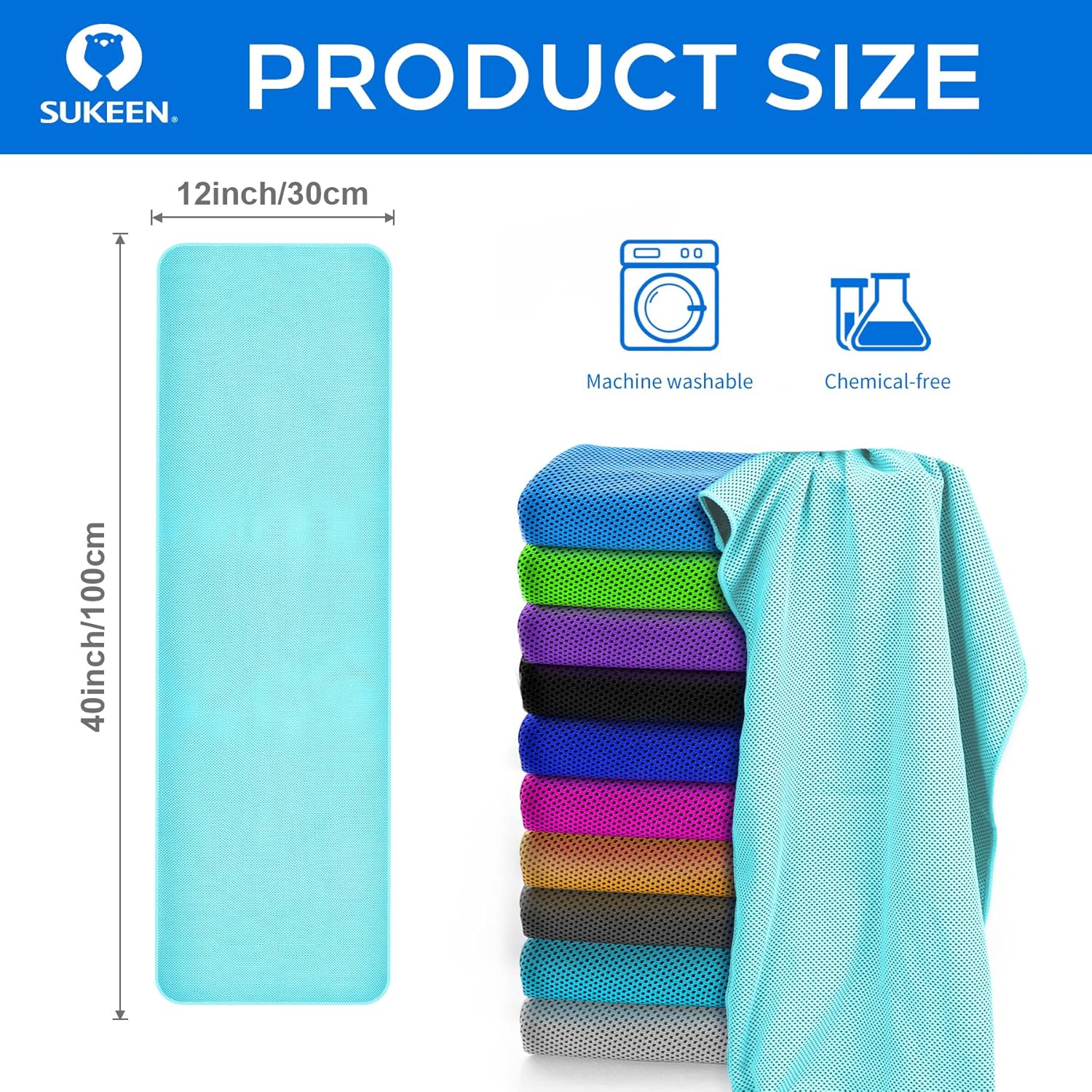 Sukeen [4 Pack Cooling Towel (40"x12"),Ice Towel,Soft Breathable Chilly Towel,Microfiber Towel for Yoga,Sport,Running,Gym,Workout,Camping,Fitness,Workout & More Activities - Image 8