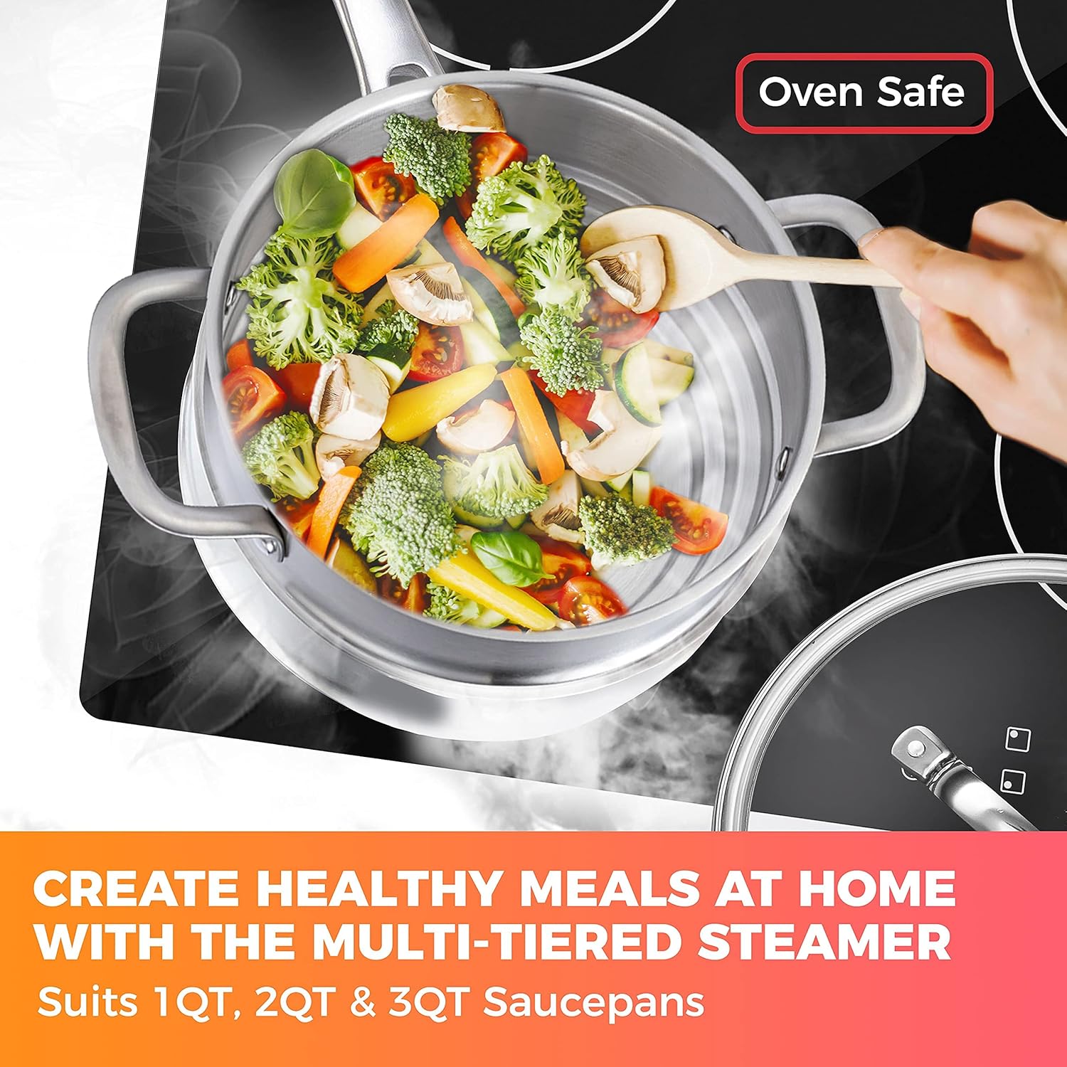 Mueller Pots and Pans Set 17-Piece, Ultra-Clad Pro Stainless Steel Cookware Set, Ergonomic EverCool Handle, Induction Cookware, Includes Saucepans, Skillets, Dutch Oven, Stockpot, Steamer For Cooking - Image 7