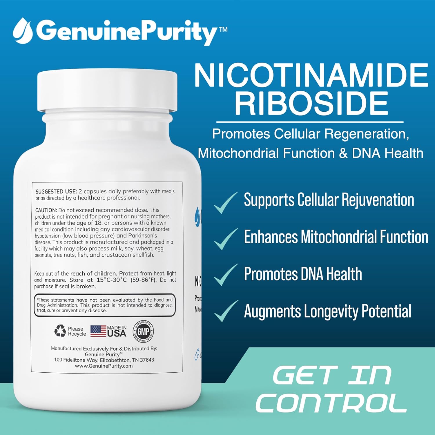 Liposomal NR 300mg Nicotinamide Riboside Supplement | Advanced NAD Boost for Cellular Energy and Mitochondrial Function | Gluten Free, Vegan, USA Made, Non-GMO | 60 Capsules - Image 3