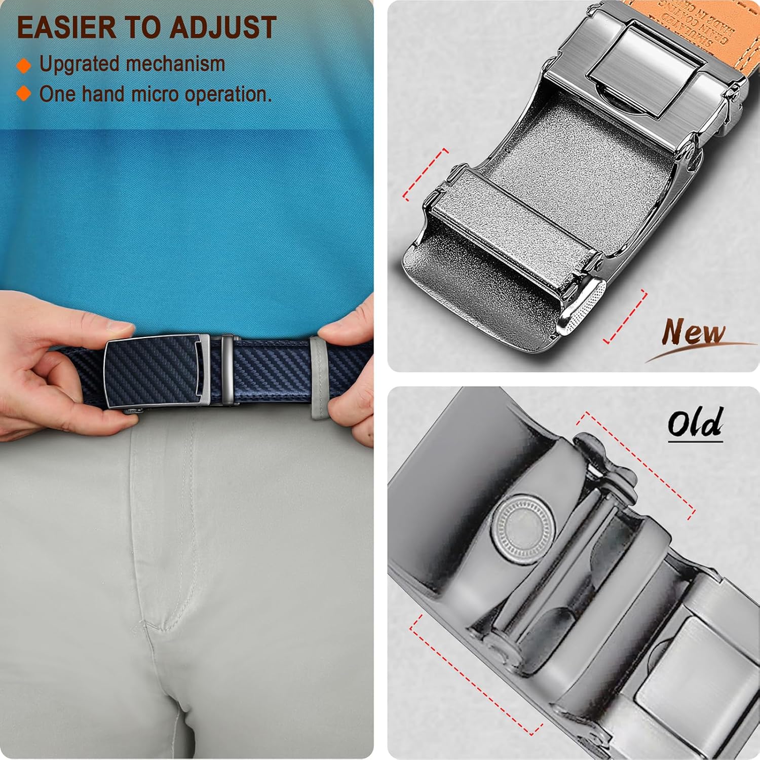 KEMISANT Mens Belt, Leather Ratchet Belt Customizable Fit,Effortless Style 35mm - Image 6