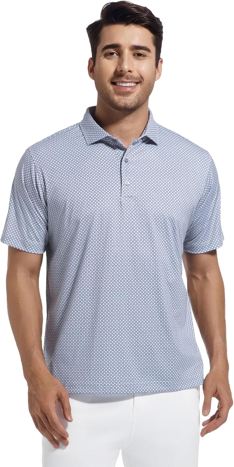 Alex Vando Mens Golf Shirt Moisture Wicking Classic Print Golf Shirts for Men - Image 4