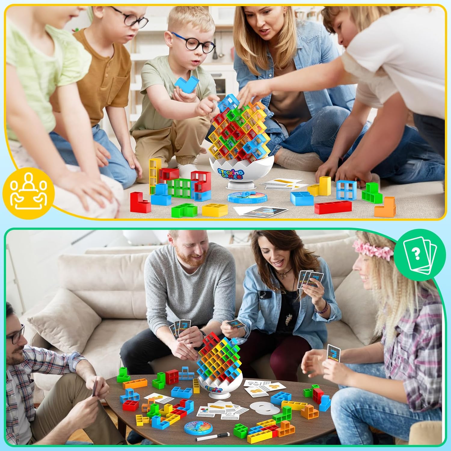 70Pcs Tetra Board Game for Adult & Kids 4-8 8-12, Team Building Blocks Stack Attack Game, Stacking Balance Toy for Family Friend Easter Basket Stuffers - Image 7