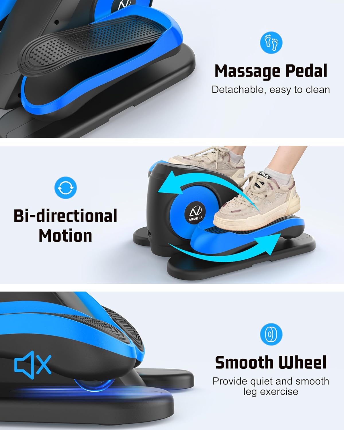 ANCHEER Under Desk Elliptical Machine, Electric Ellipse Leg Exerciser for Seniors with Remote Control, Quiet & Compact Pedal Exerciser, Manual & Auto Mode for Home and Office Use - Image 4