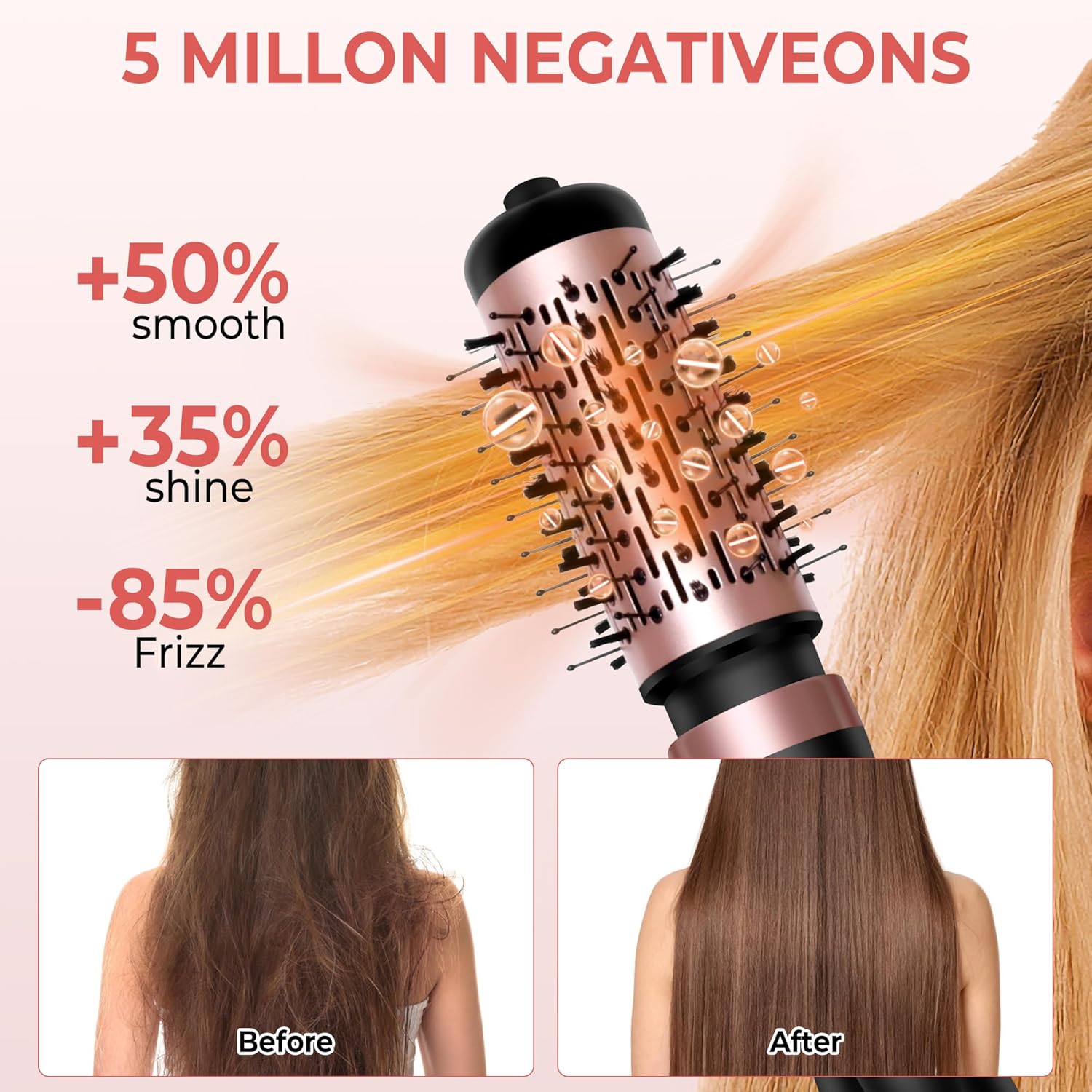Hair Dryer Brush, 3-in-1 Rotating Round Hot Air - Image 7