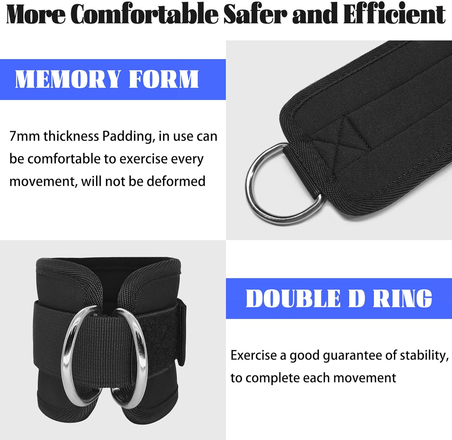Fitness Ankle Straps for Cable Machine, Kickbacks Glute Workouts, Lower Body Exercises, Adjustable Leg Straps with Neoprene Padding Men Women - Image 5