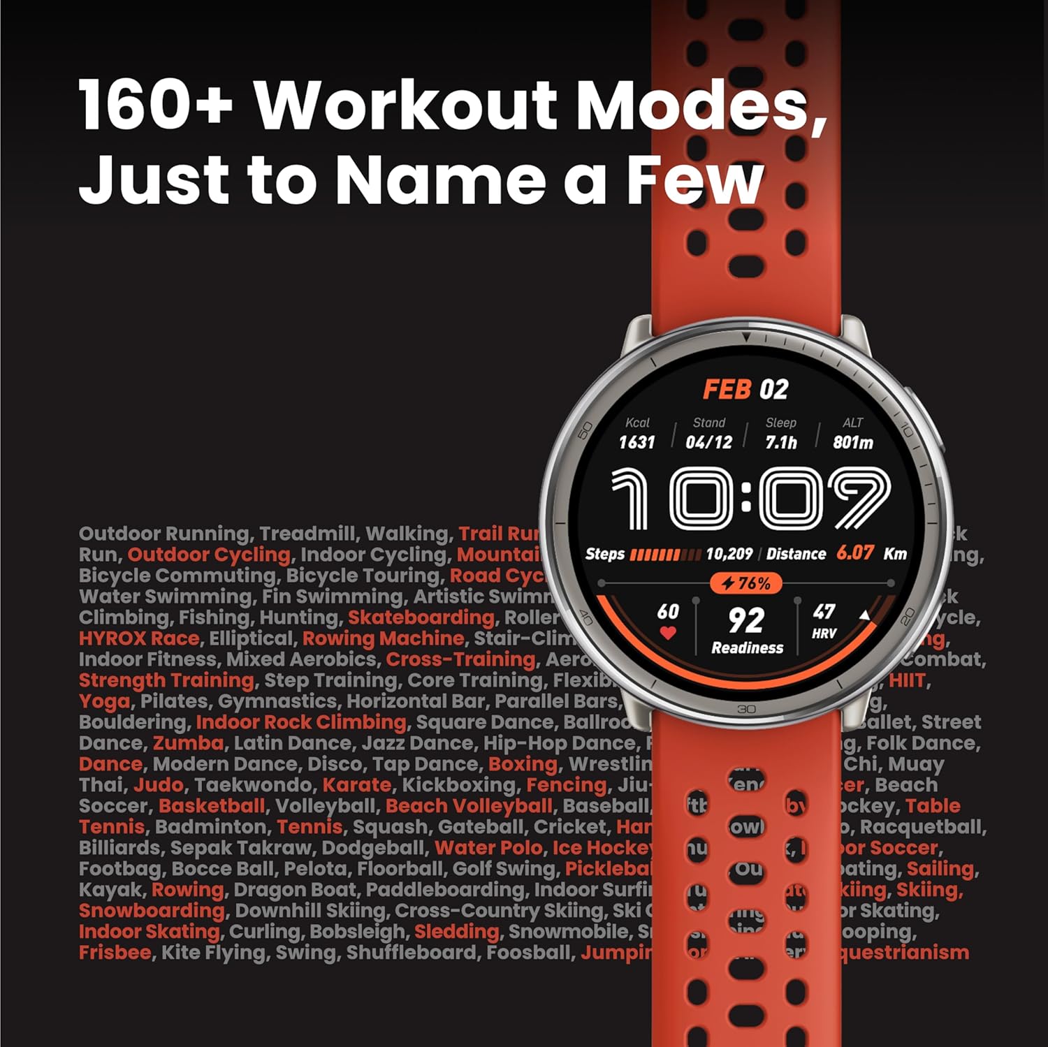 Amazfit Active 2 Smart Watch 44mm, GPS Maps with Direction, Fitness Tracker, 10 Day Battery, Sleep Monitor, 160+ Sport Modes, Water Resistant, for Android & Apple iPhone, Black Silicone - Image 5