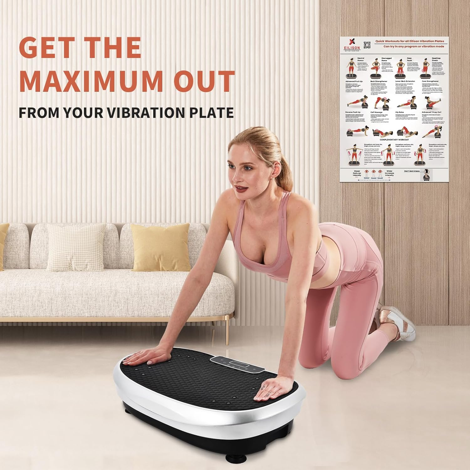 Eilison Full Body Vibration Plate Workout Poster - Comprehensive Vibration Plate Exercise Machine Chart Workout Poster with Training Suggestions & Detailed Instructions in Convenient Workout Chart (B) - Image 5