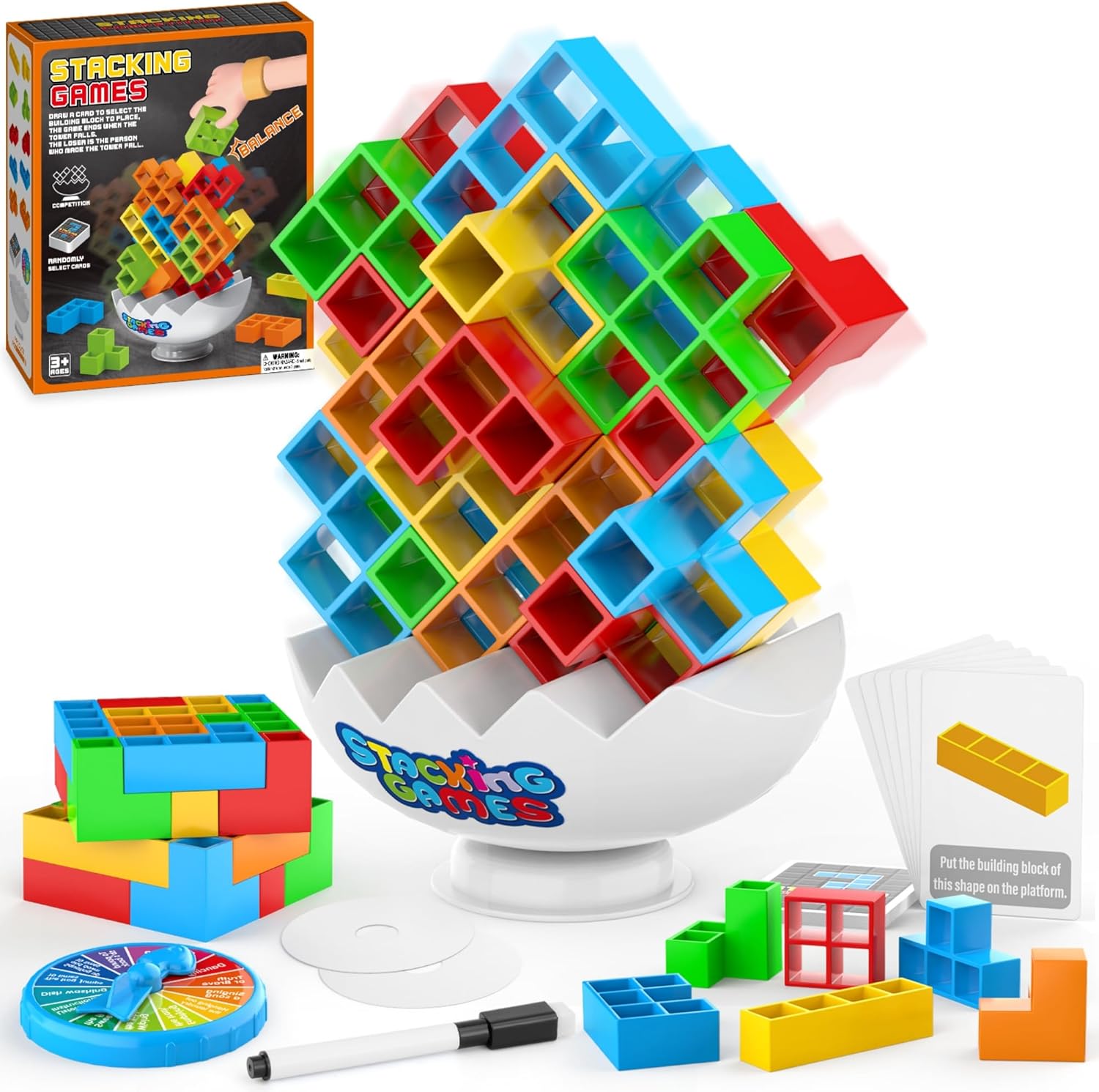 70Pcs Tetra Board Game for Adult & Kids 4-8 8-12, Team Building Blocks Stack Attack Game, Stacking Balance Toy for Family Friend Easter Basket Stuffers - Image 2