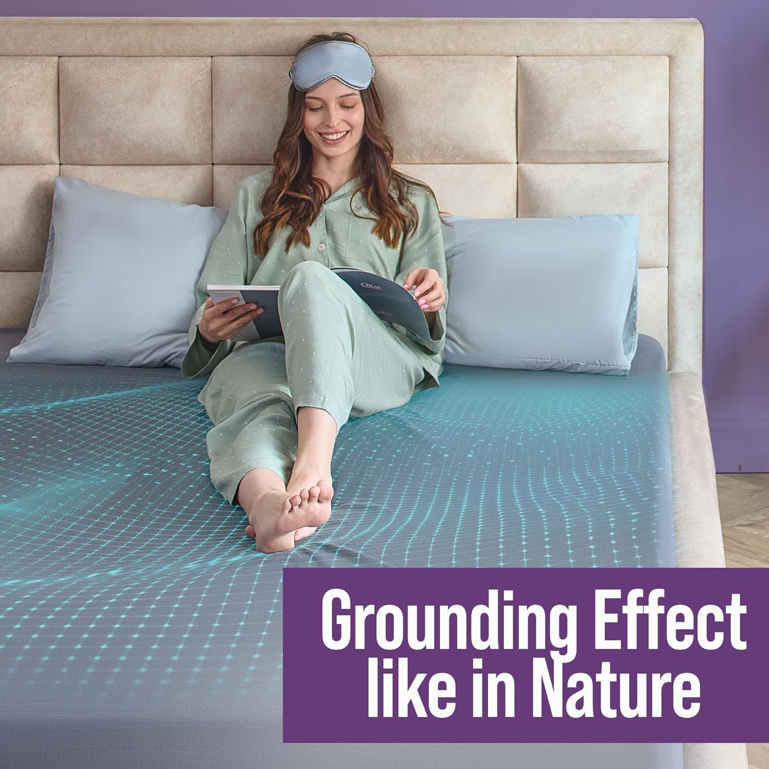 Earth Grounding Fitted Sheet King Size Gray with 12% Silver Fiber & 4% Silk & 84% Organic Cotton - Gray - Soft Earth Grounding Well Bed Sheets - Grounded Conductive Bed Sheets for Better Sleep - Image 8